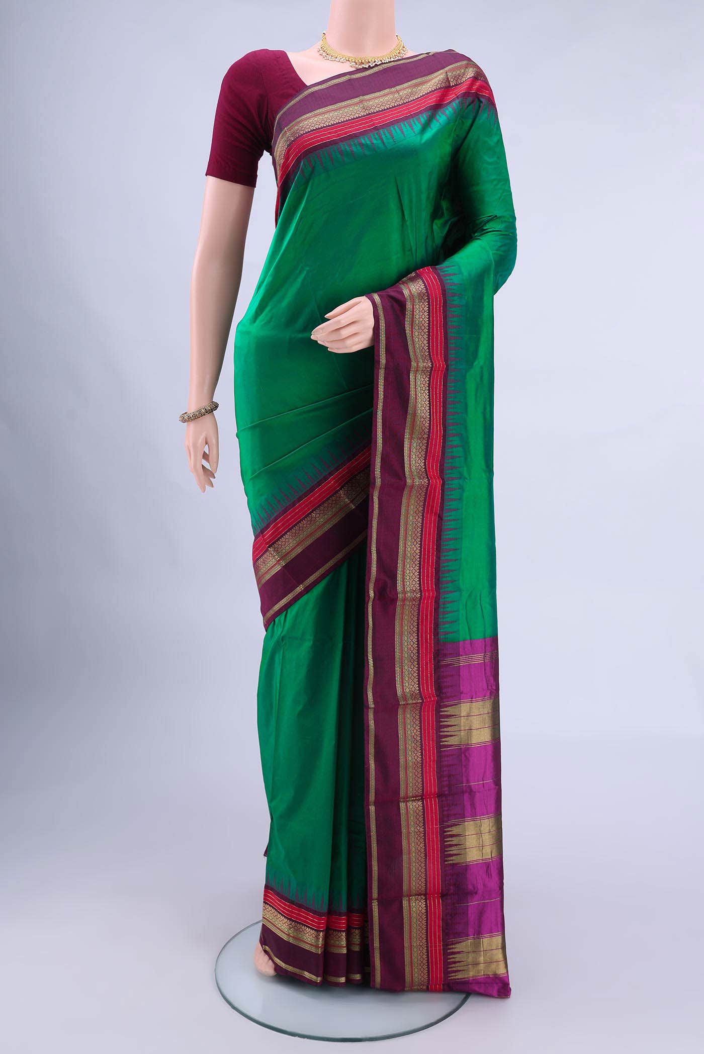 Green Bangalore Silk - kadyal Saree