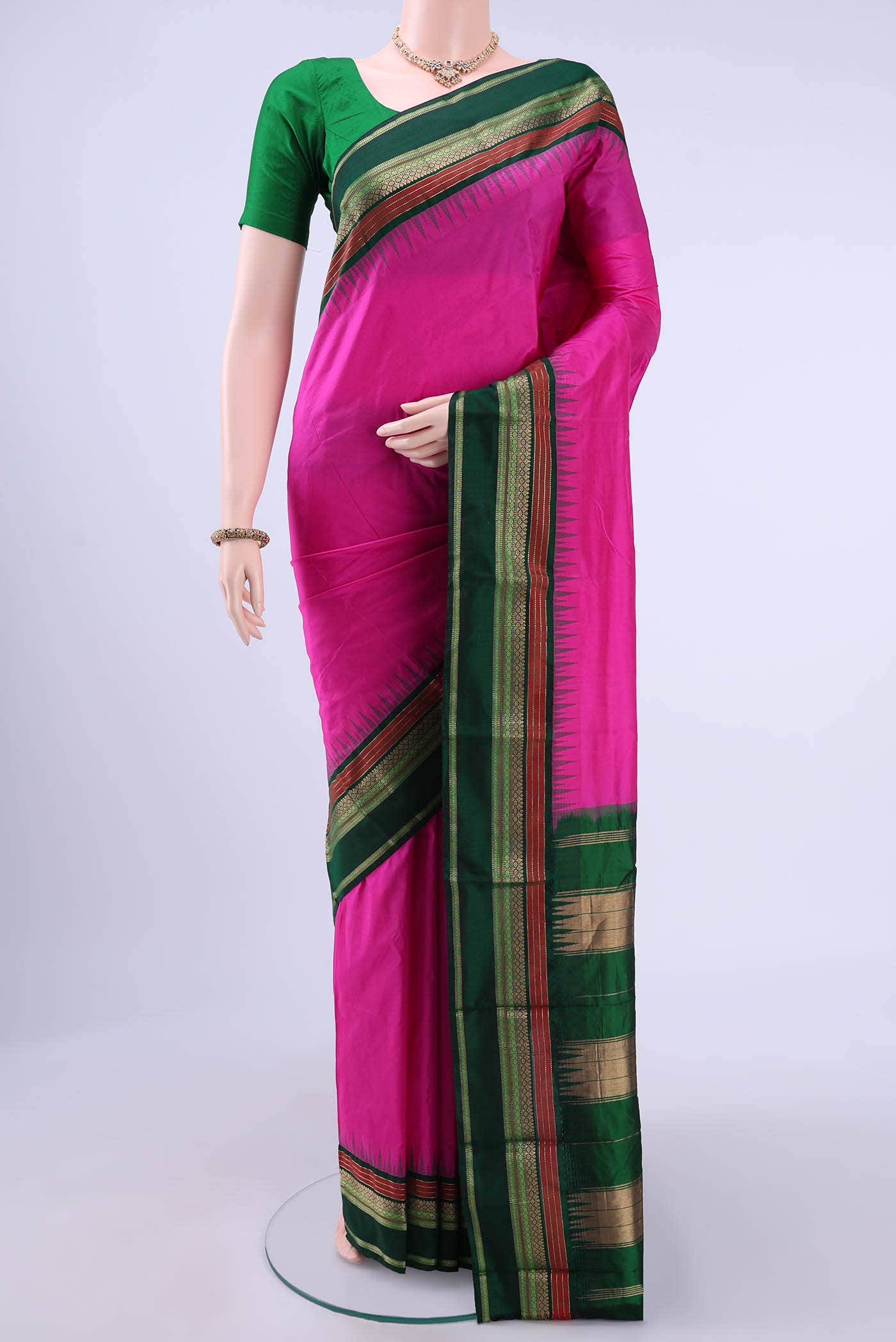 Rani Pink Bangalore Silk - kadyal Saree