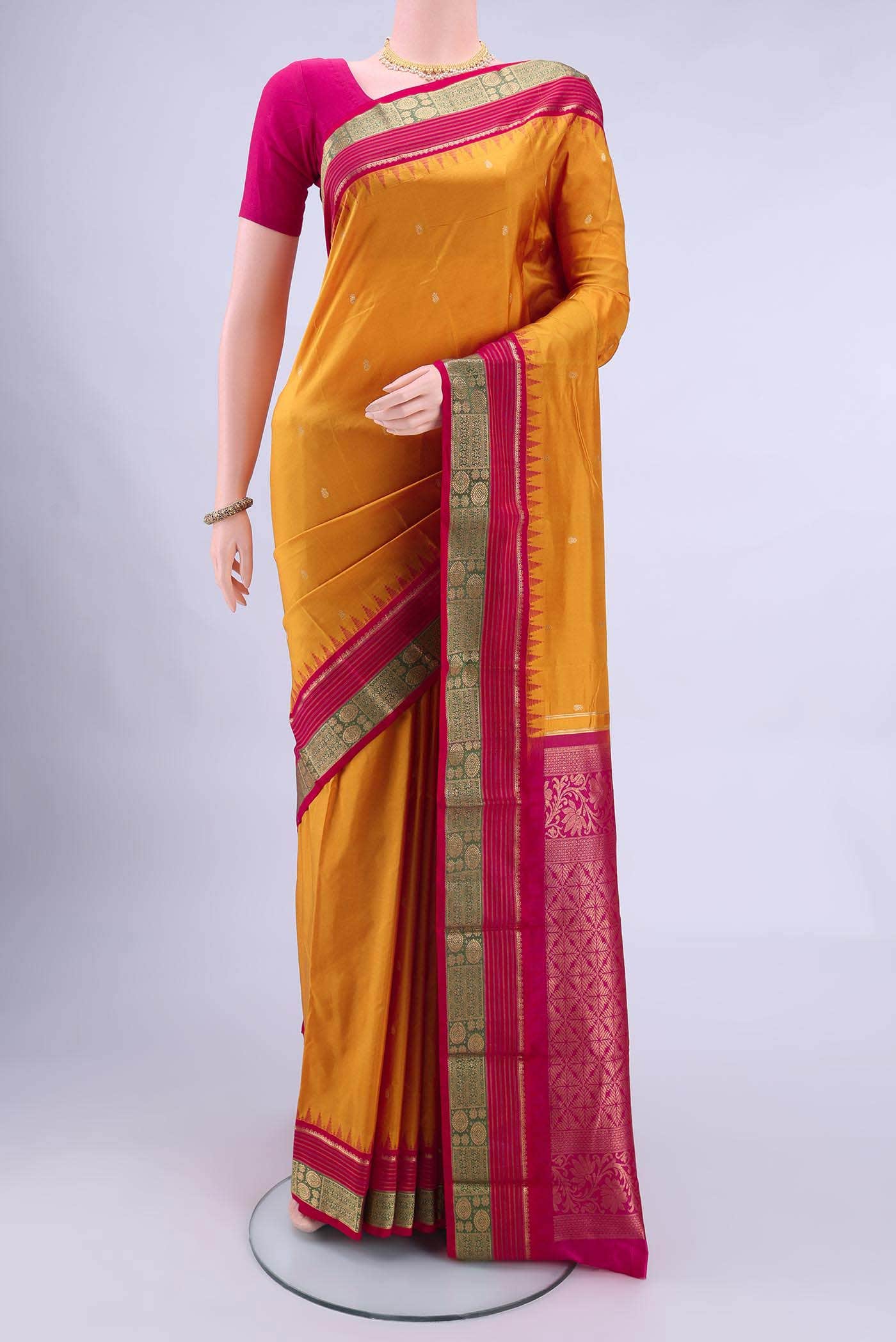 Mustard Bangalore Silk - kadyal Saree