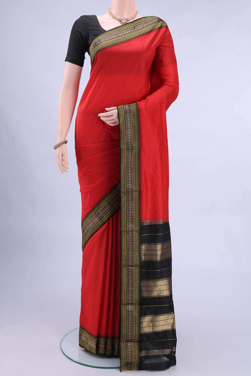 Red Bangalore Silk - kadyal Saree