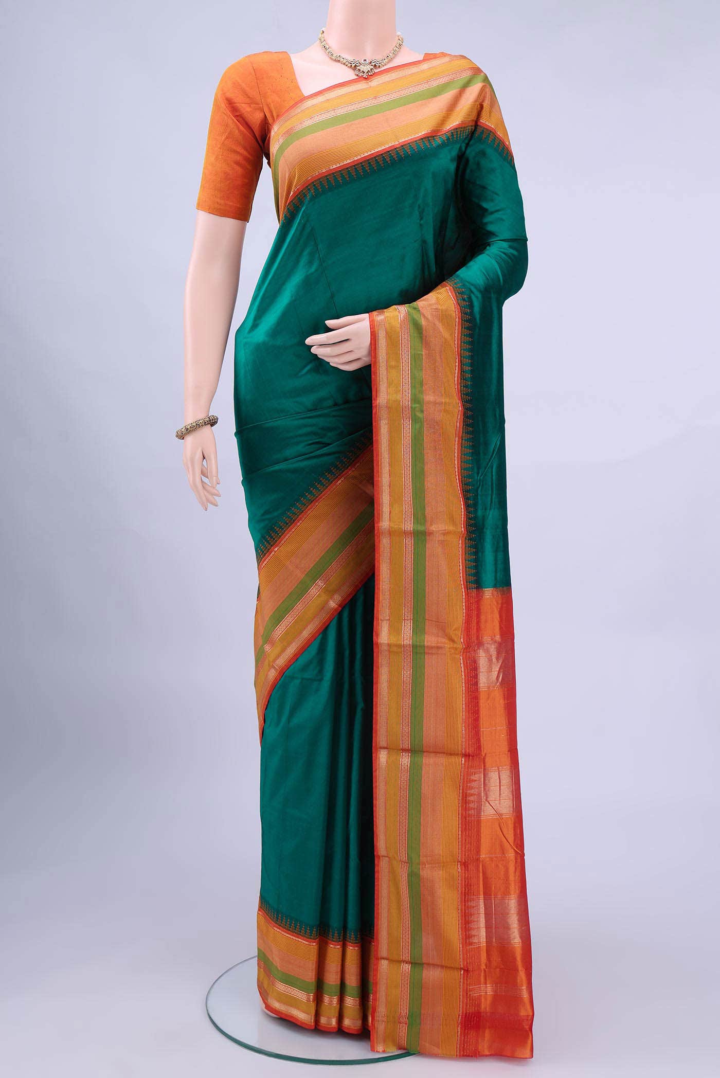 Peacock Blue Bangalore Silk - kadyal Saree