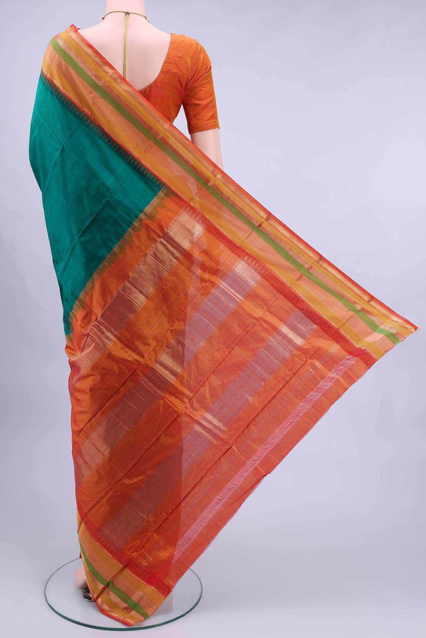 Peacock Blue Bangalore Silk - kadyal Saree
