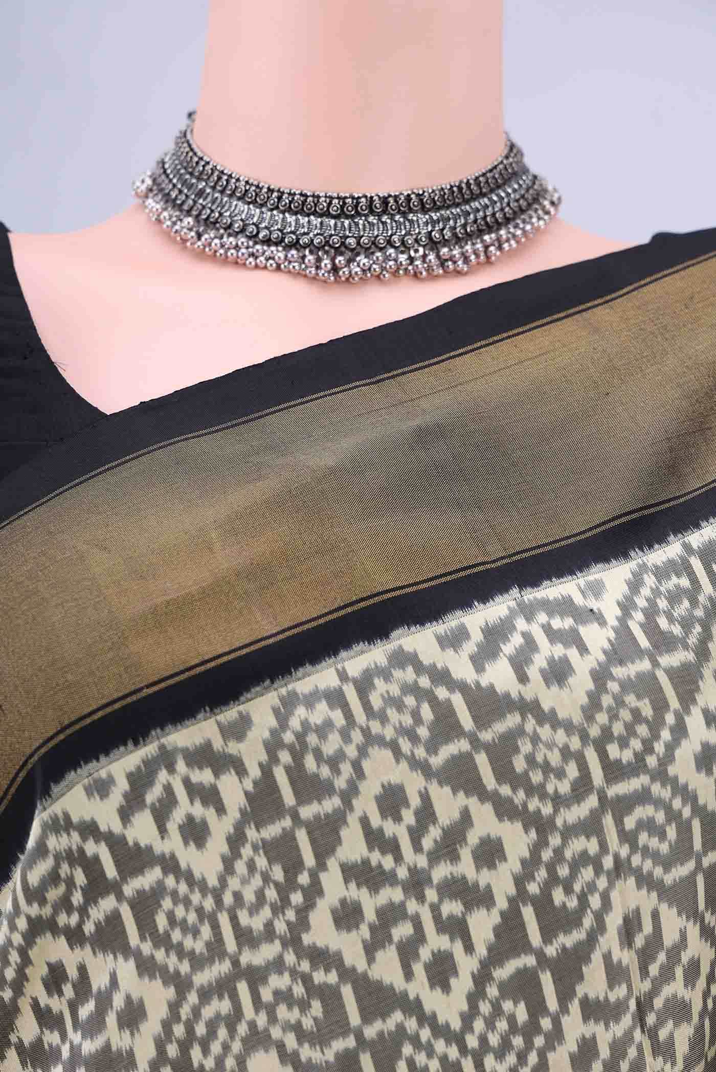 Cream Pochampally Silk Saree