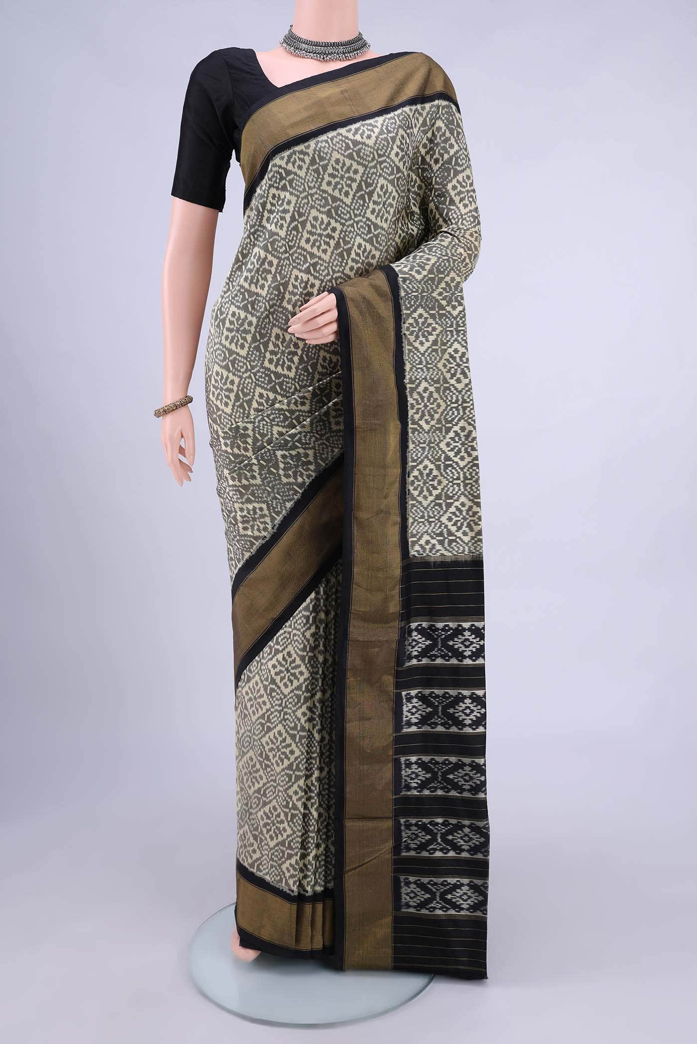 Cream Pochampally Silk Saree
