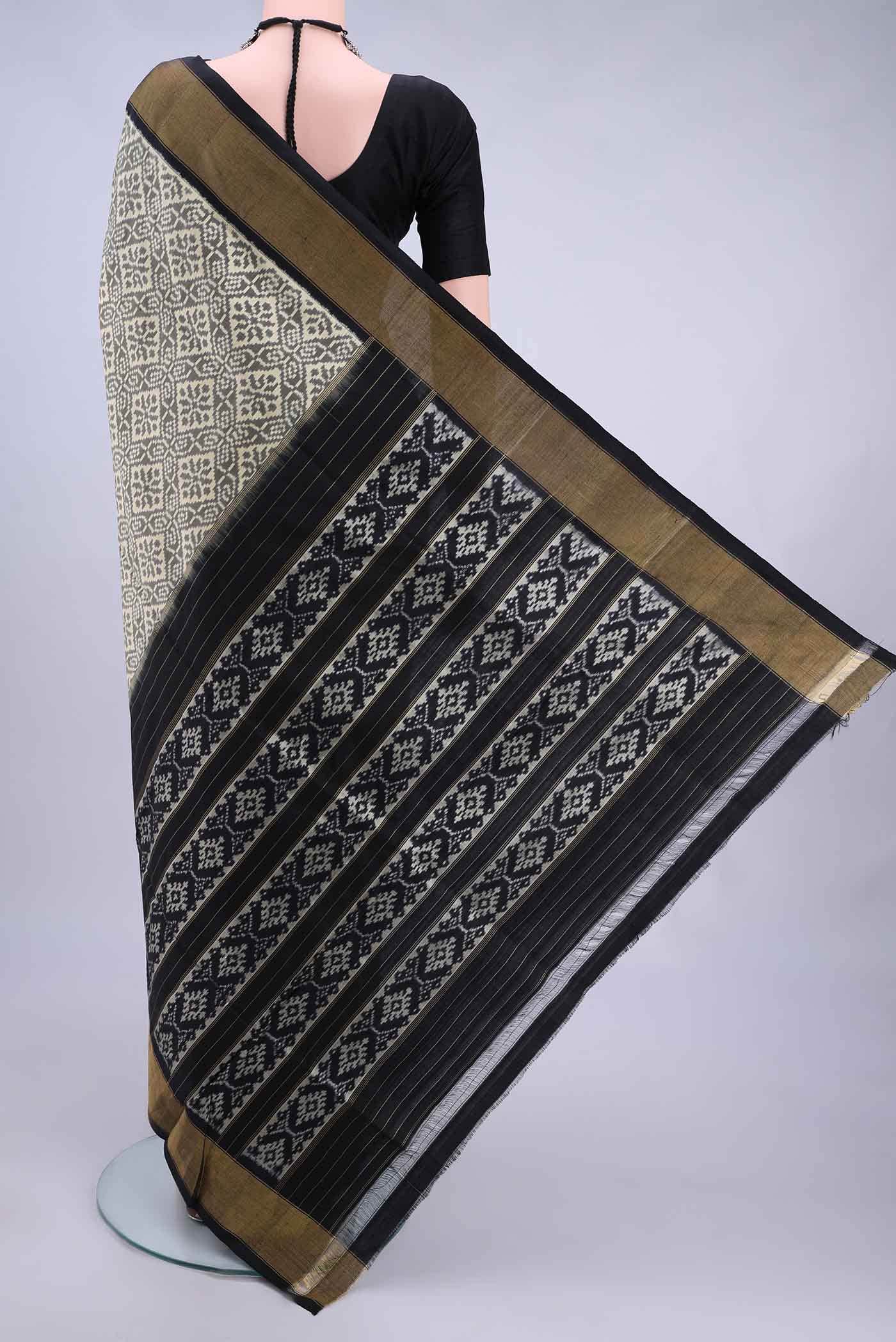 Cream Pochampally Silk Saree