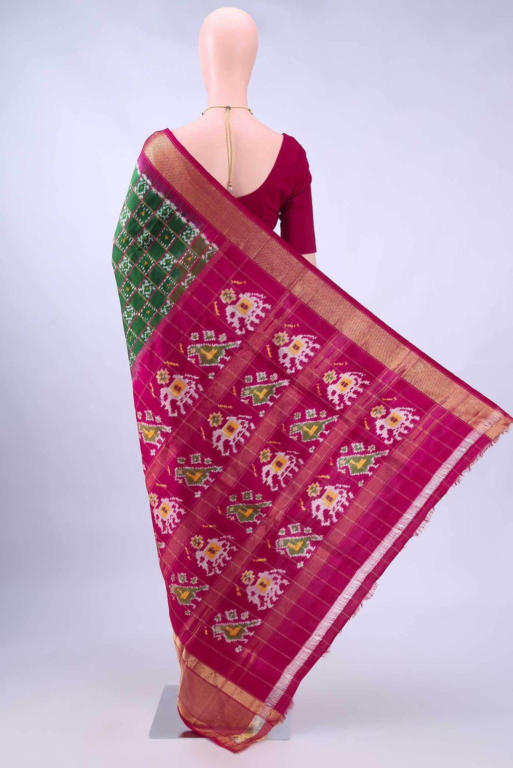 Bottle Green Pochampally Silk Saree