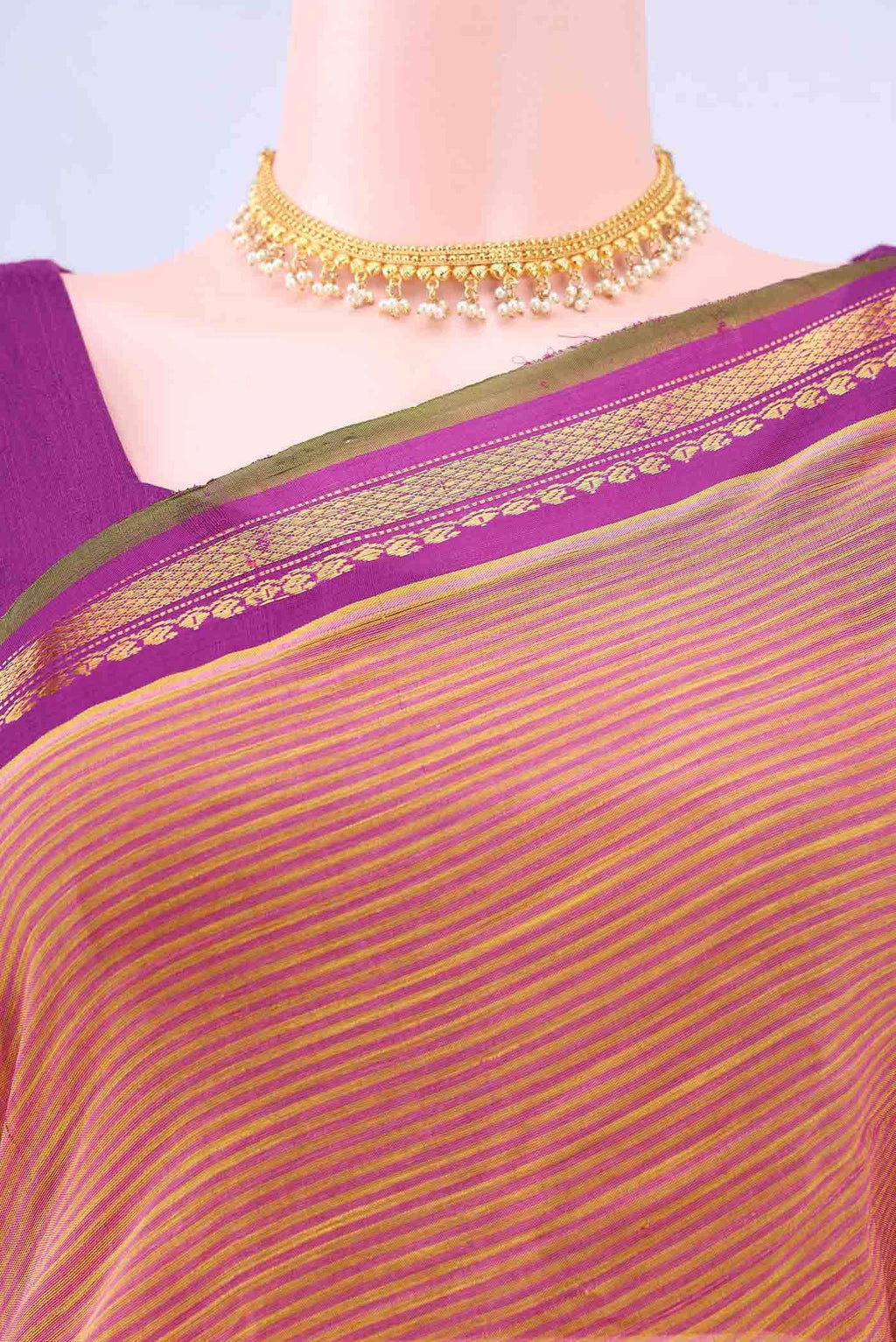 Pinkish Yellow Gadwal cotton Saree