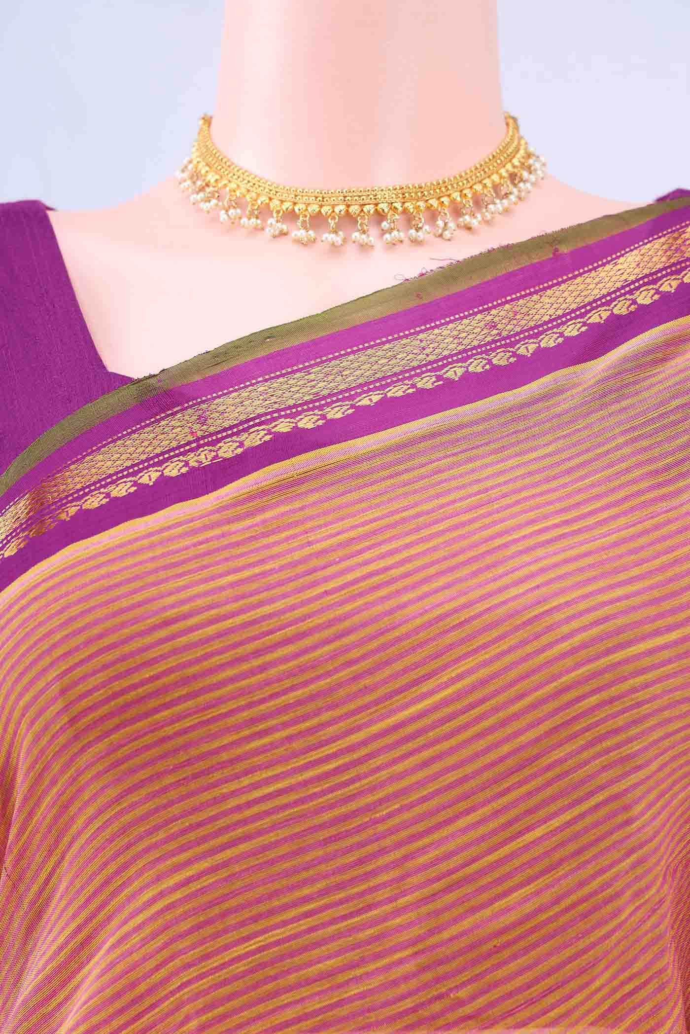 Pinkish Yellow Gadwal cotton Saree