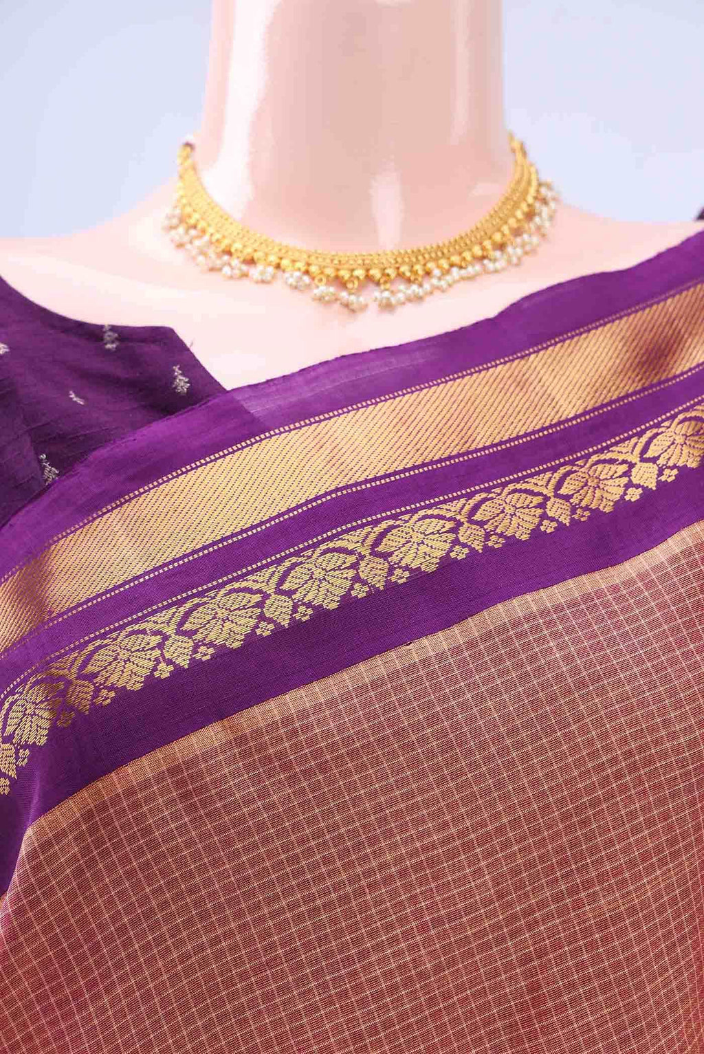 Peach Gadwal Silk Cotton Saree