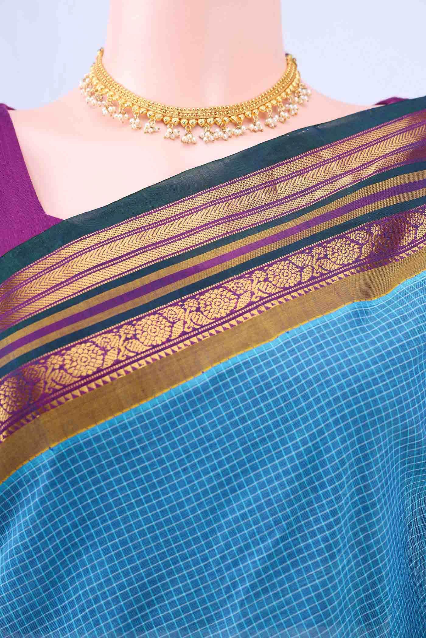 Blue Gadwal cotton Saree
