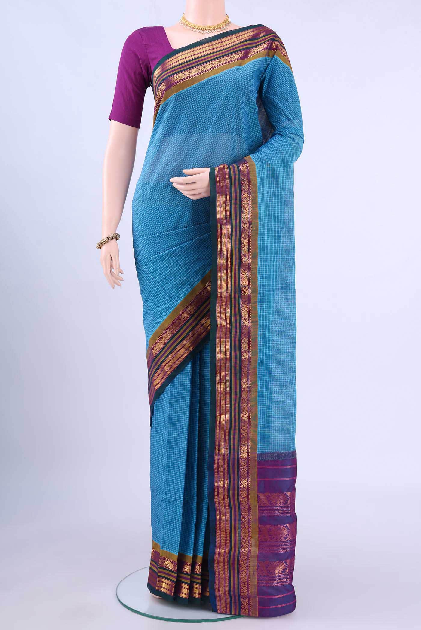 Blue Gadwal cotton Saree