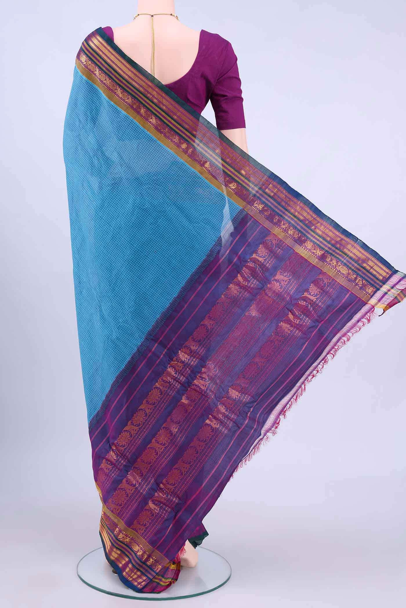 Blue Gadwal cotton Saree