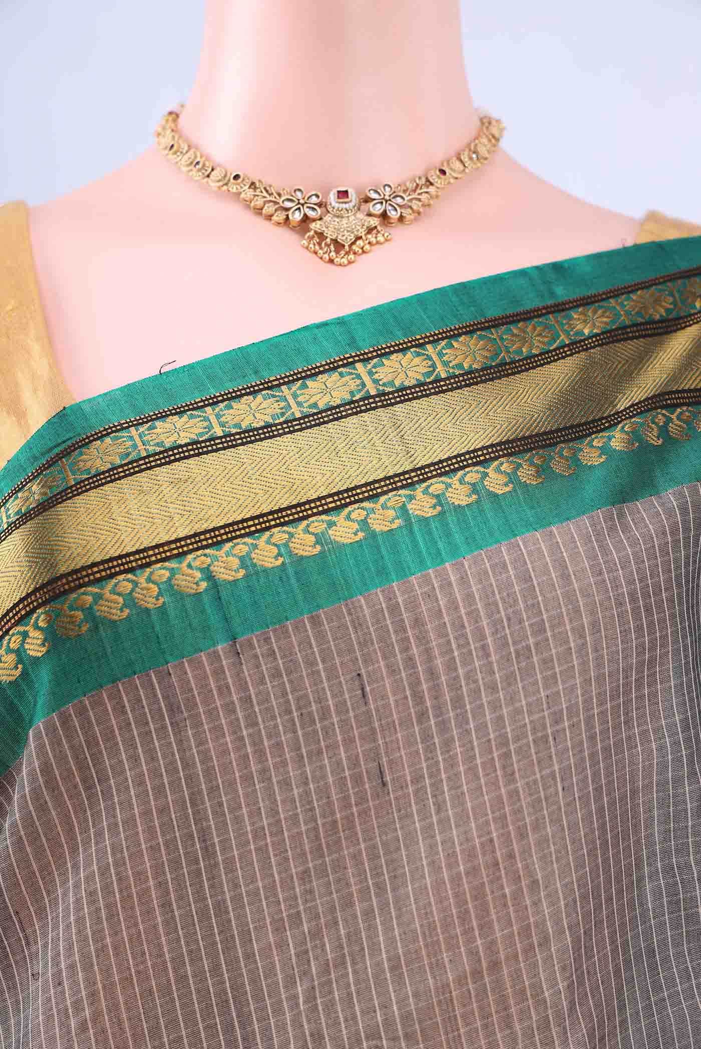Davys Grey Gadwal cotton Saree