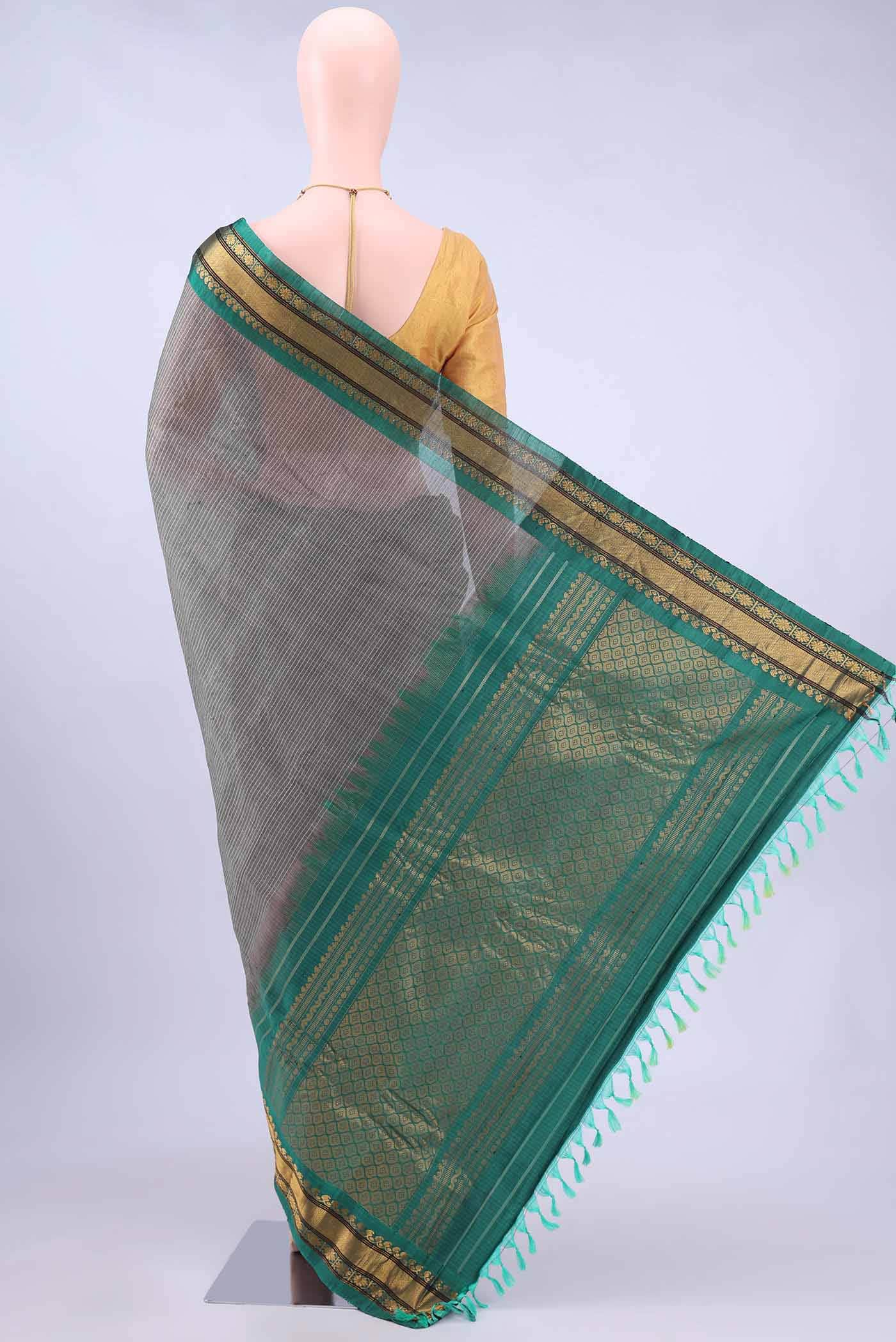 Davys Grey Gadwal cotton Saree