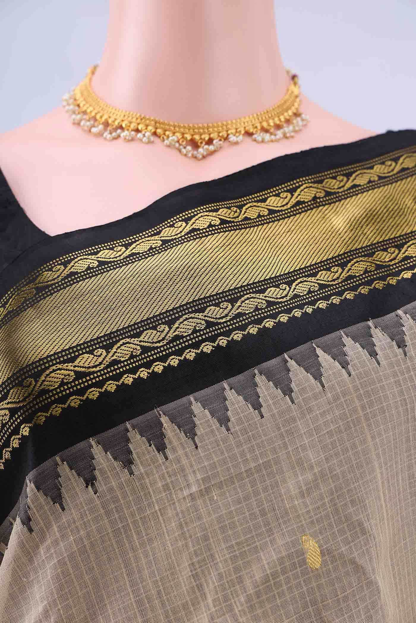 Dark Beige Gadwal Silk Saree