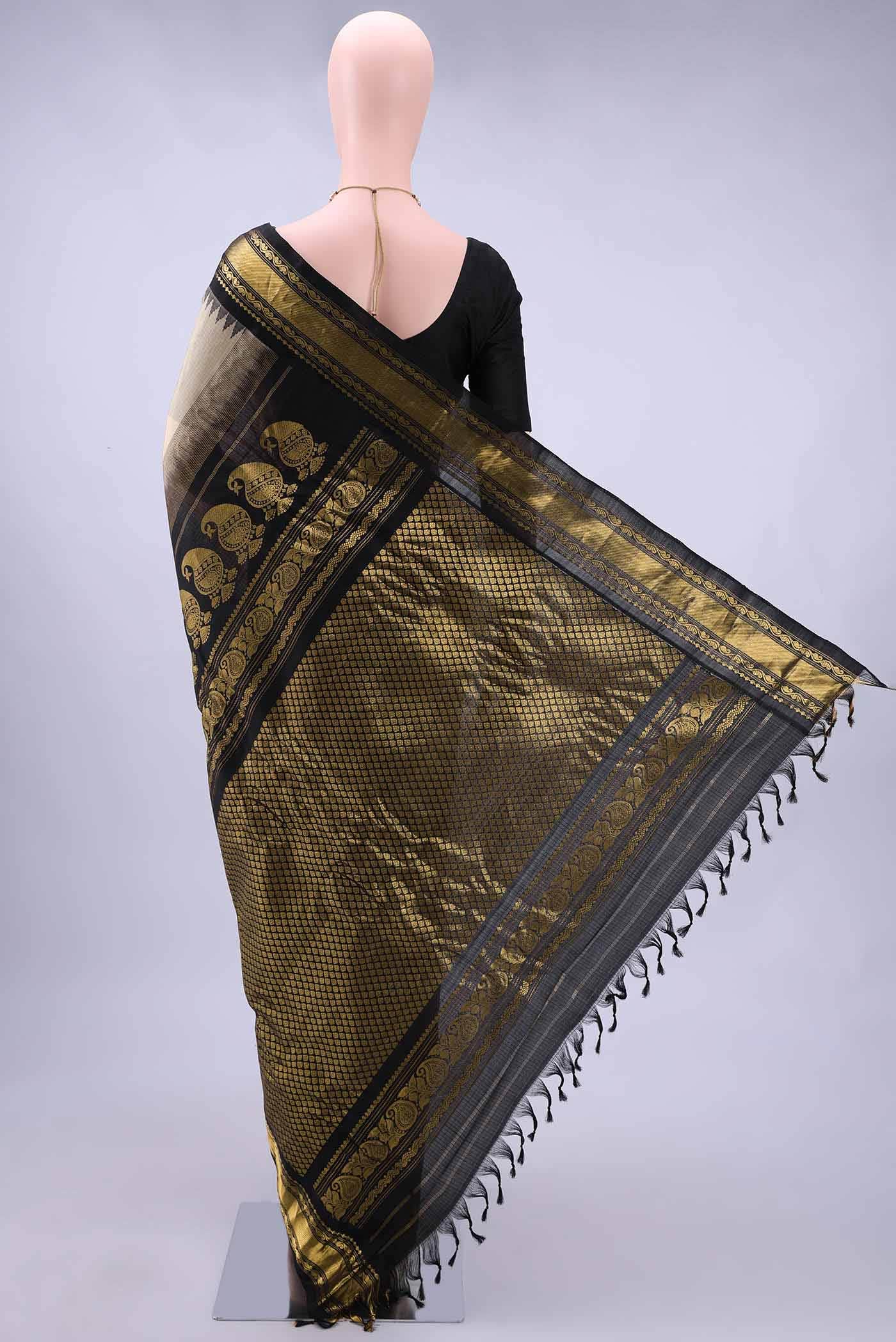 Dark Beige Gadwal Silk Saree
