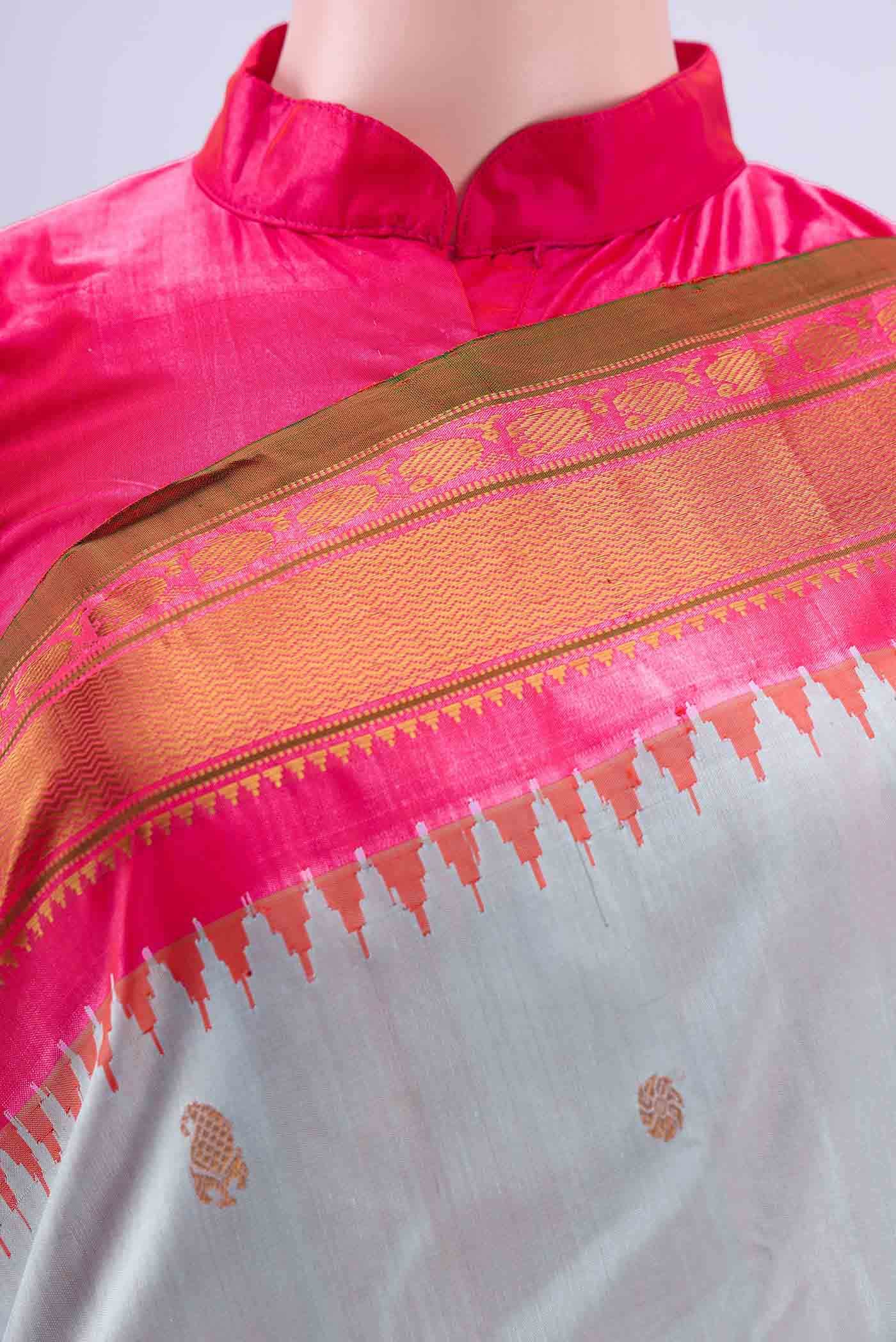 Grey Gadwal Silk Saree