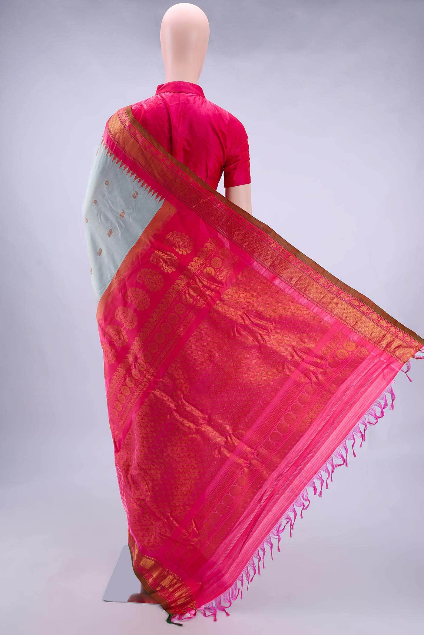 Grey Gadwal Silk Saree