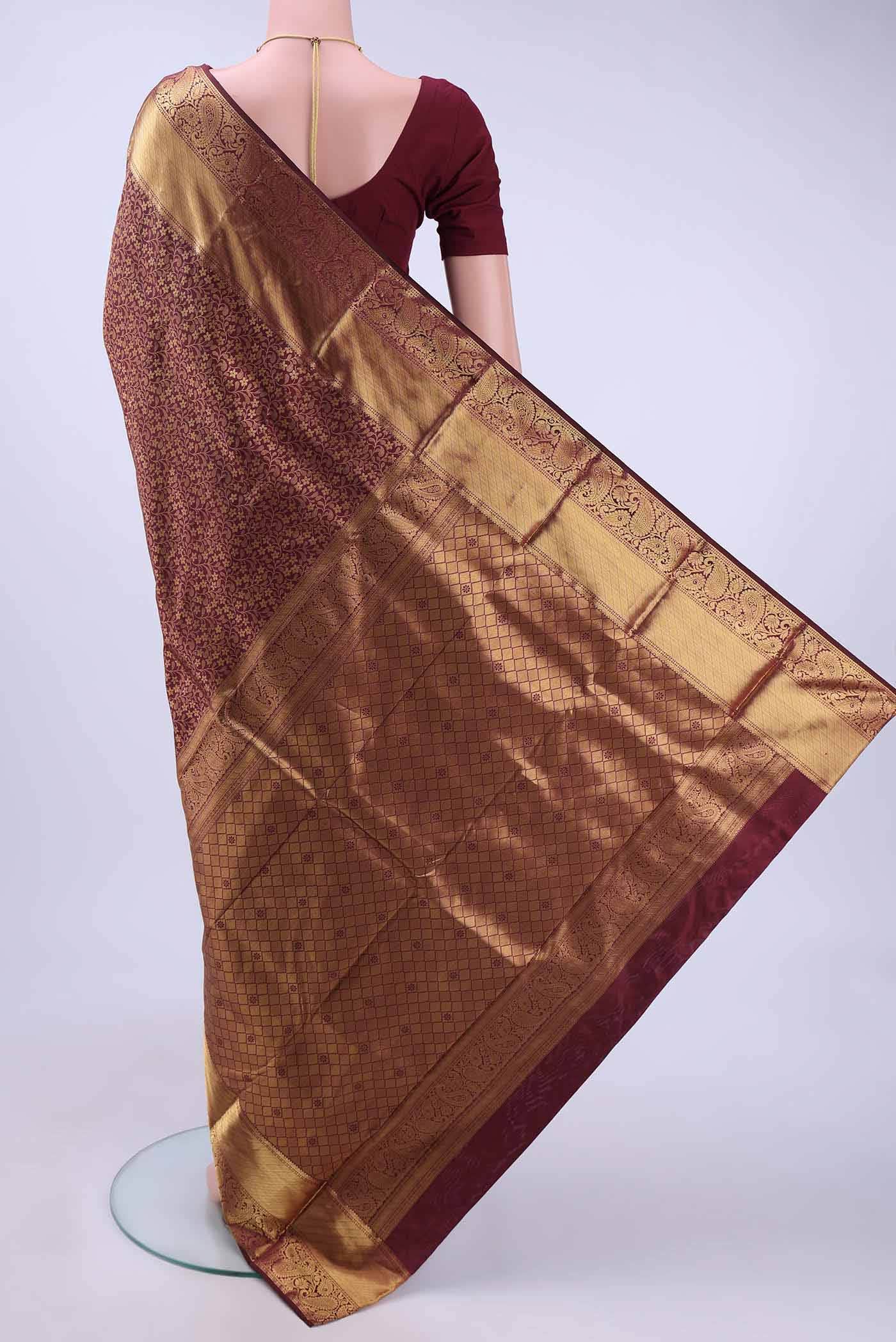 Brown Bangalore Silk Saree