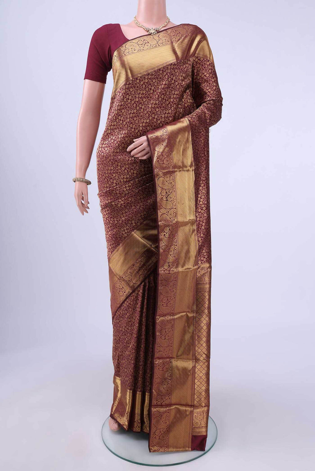 Brown Bangalore Silk Saree