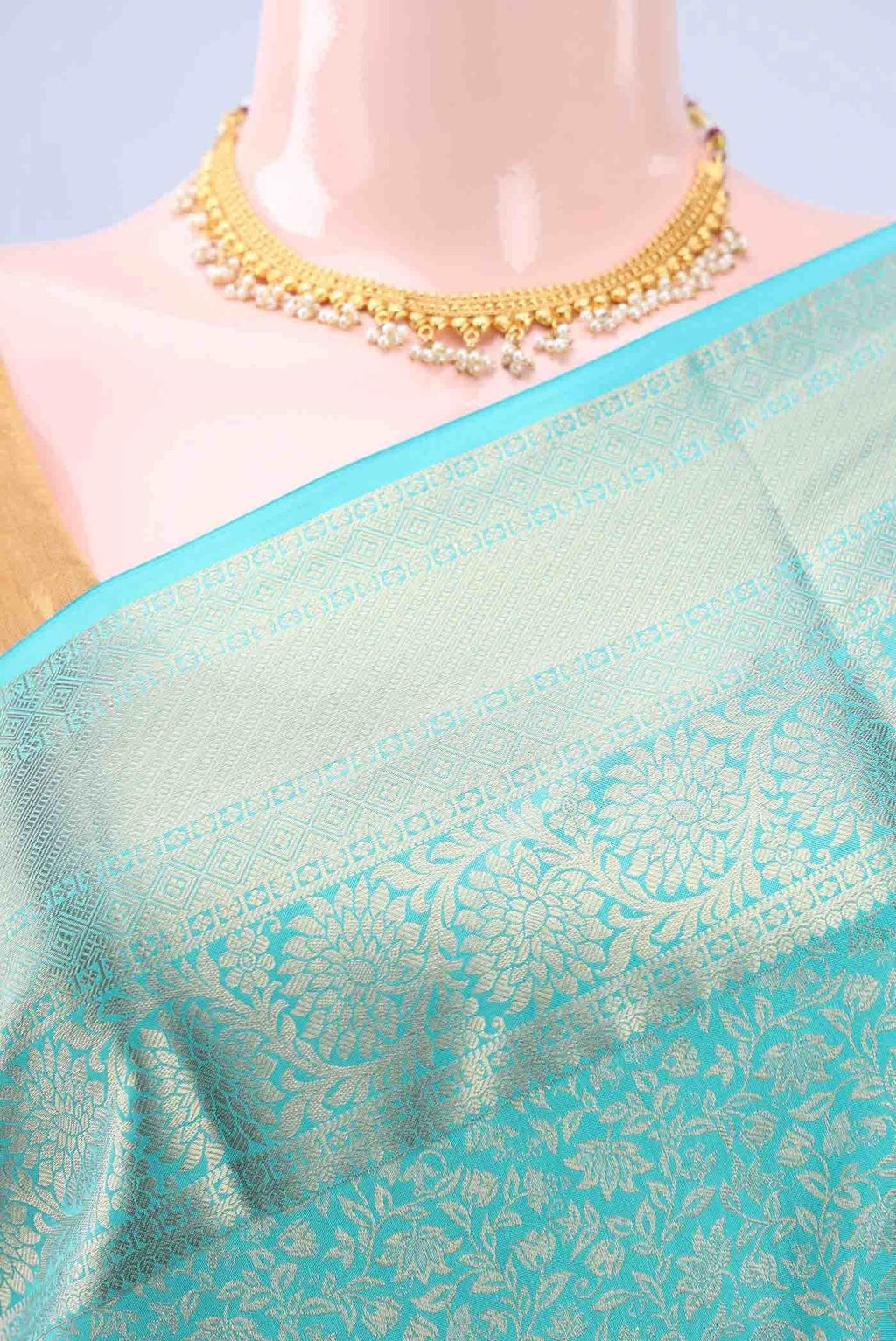 Sky Blue Bangalore Silk Saree