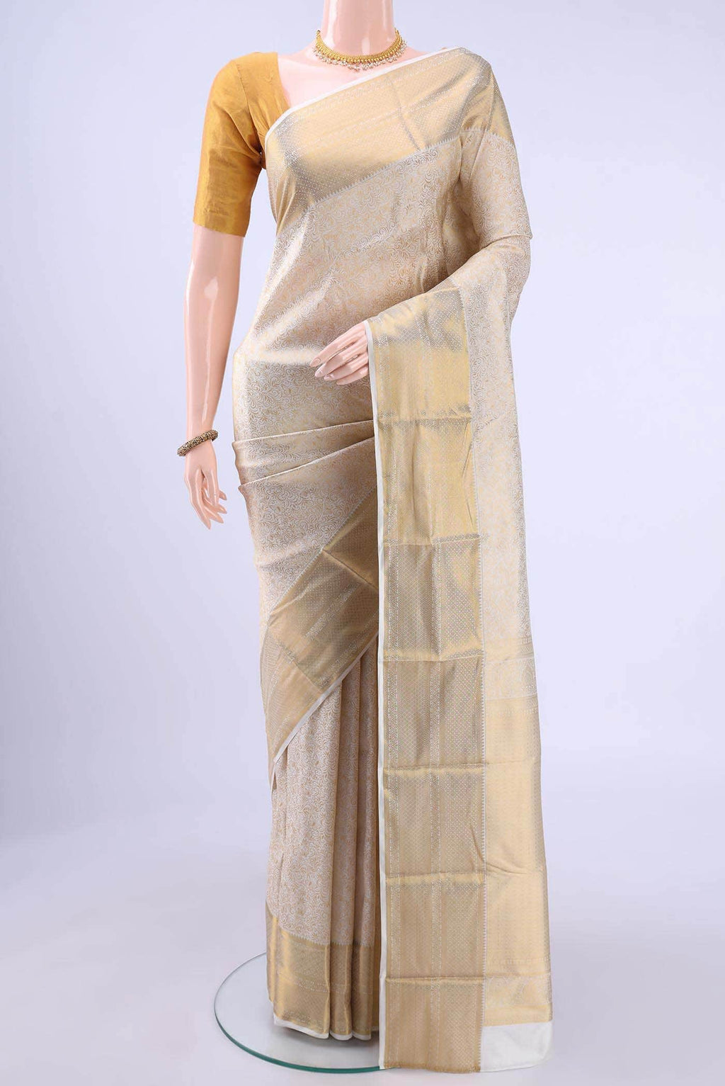 Off White Bangalore Silk Saree