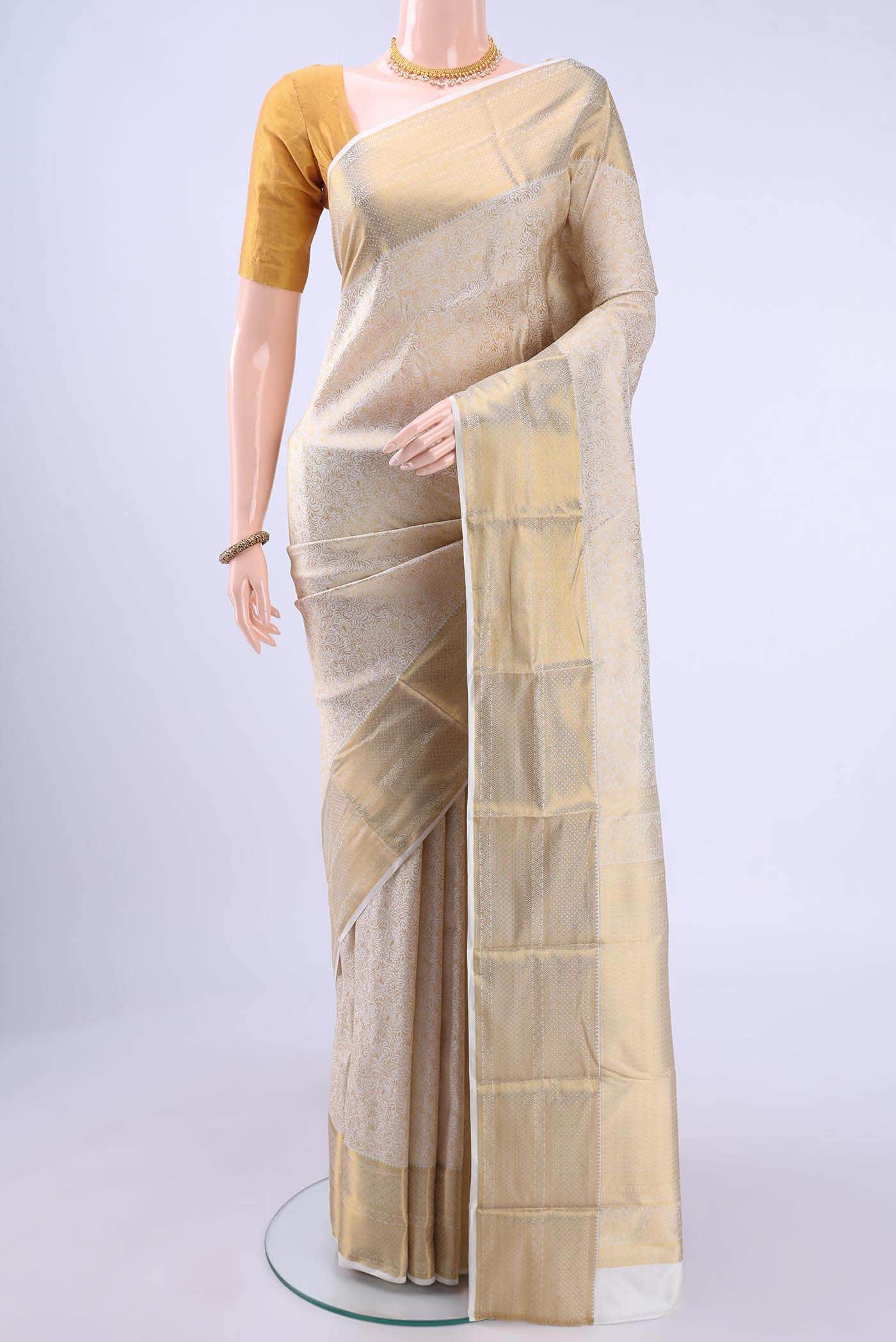 Off White Bangalore Silk Saree