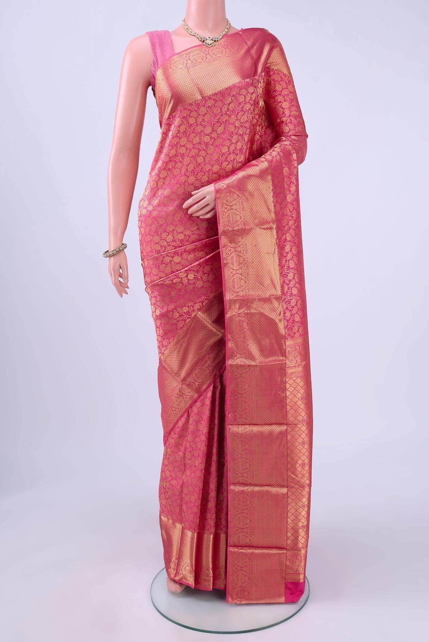 Rose Gold Bangalore Silk Saree