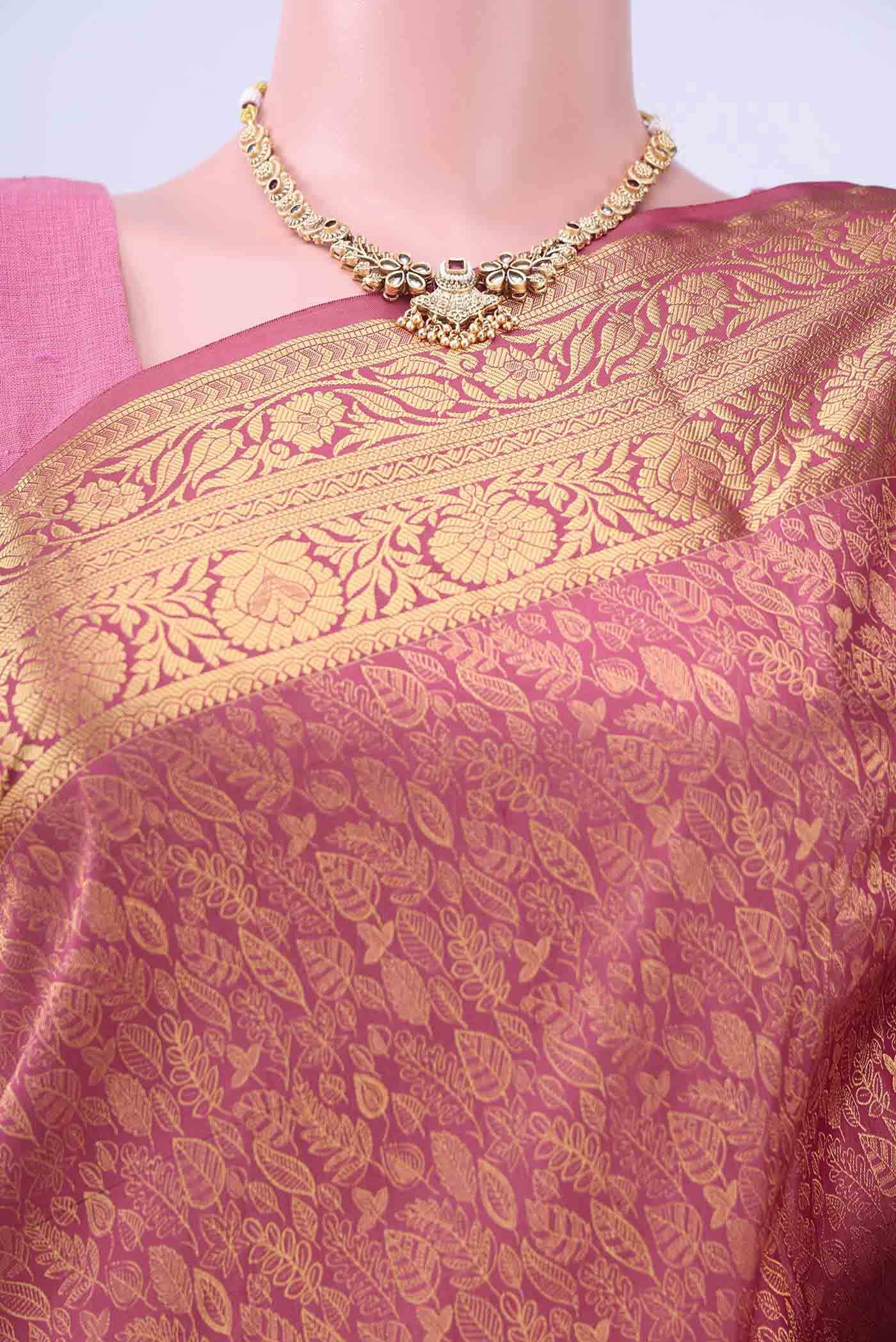 Rose pink Bangalore Silk Saree