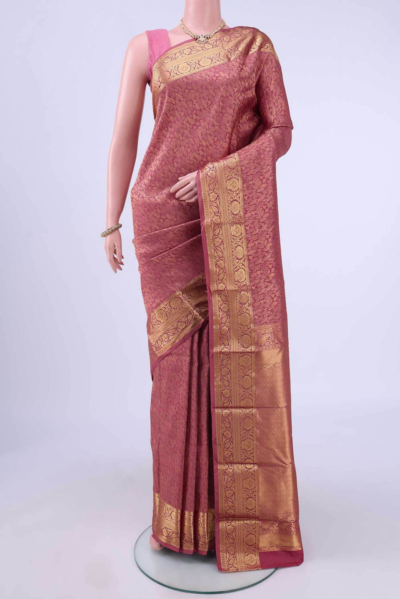 Rose pink Bangalore Silk Saree