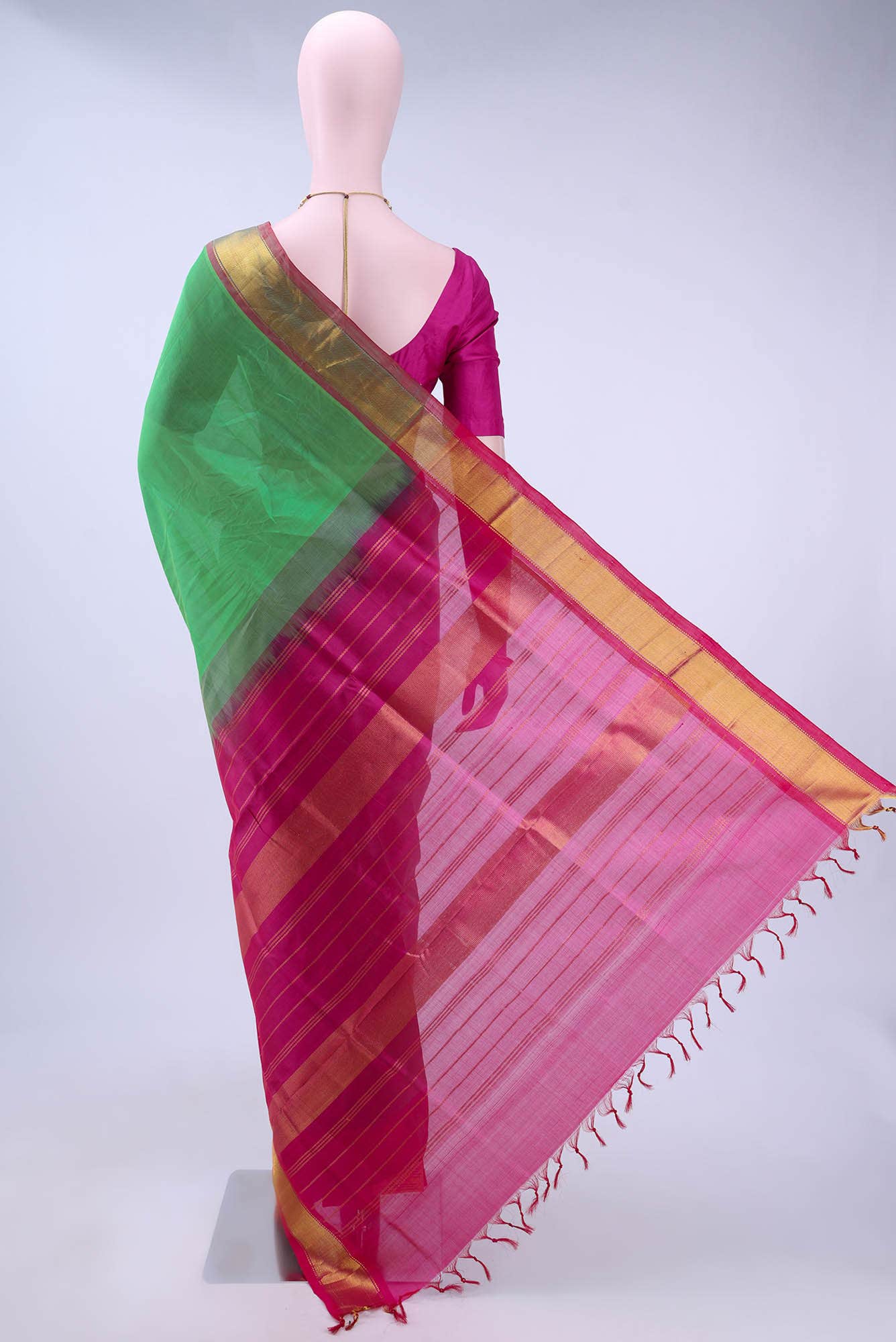 Parrot Green Silk Cotton Saree