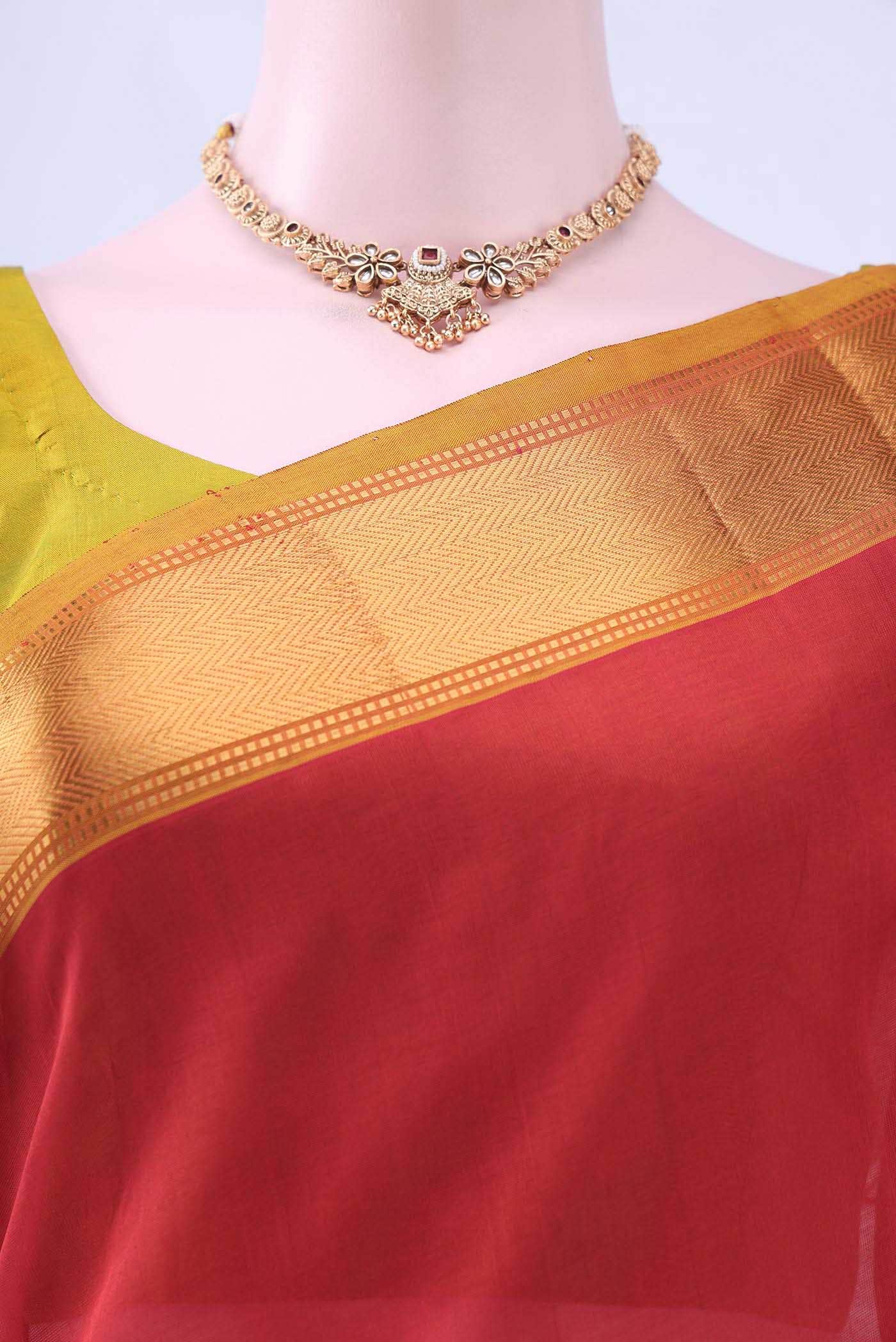 Deep Red Silk Cotton Saree