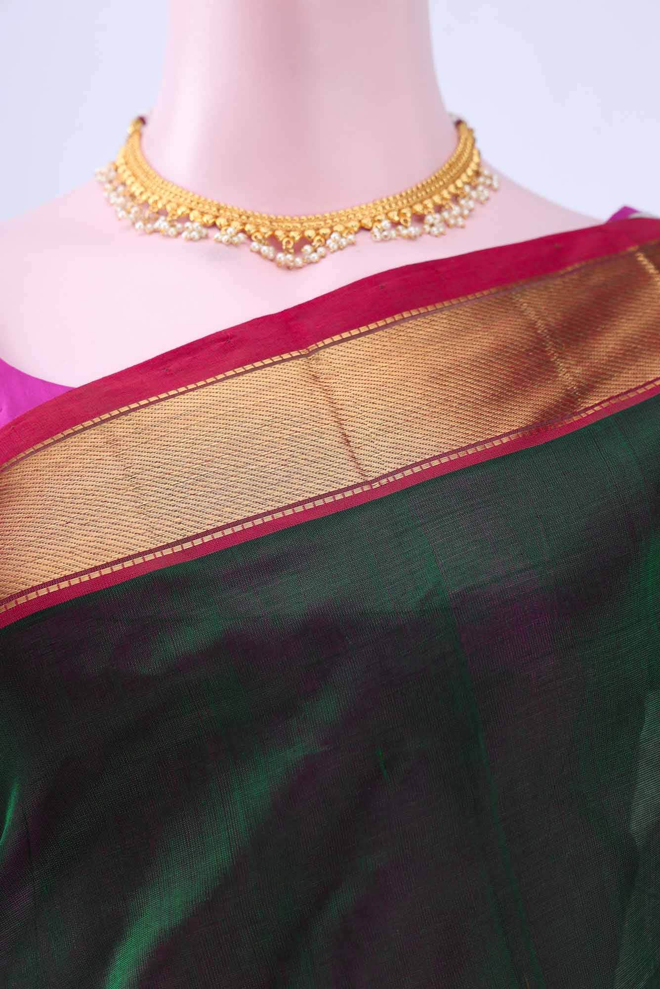 Bottle Green Silk Cotton Saree