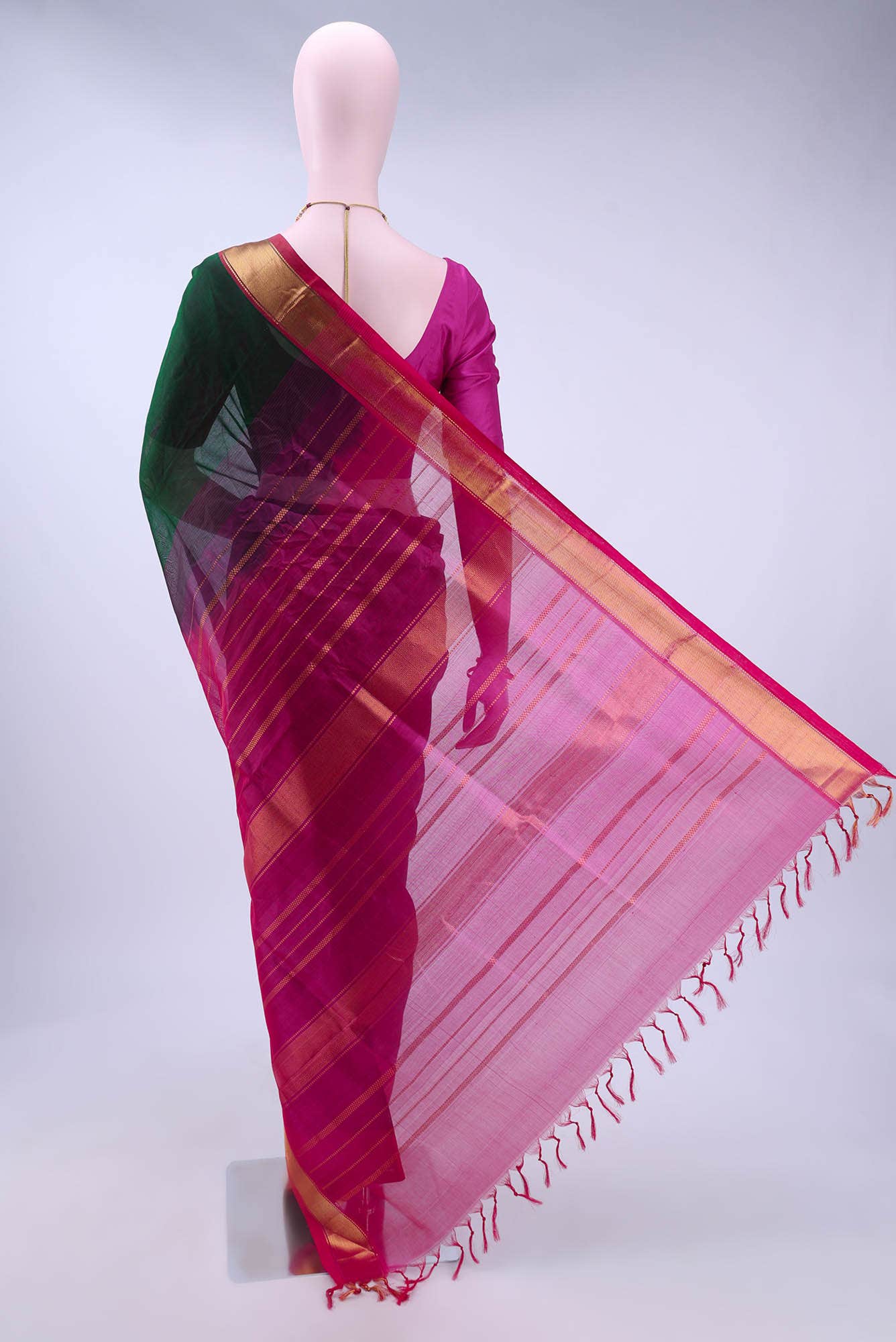 Bottle Green Silk Cotton Saree