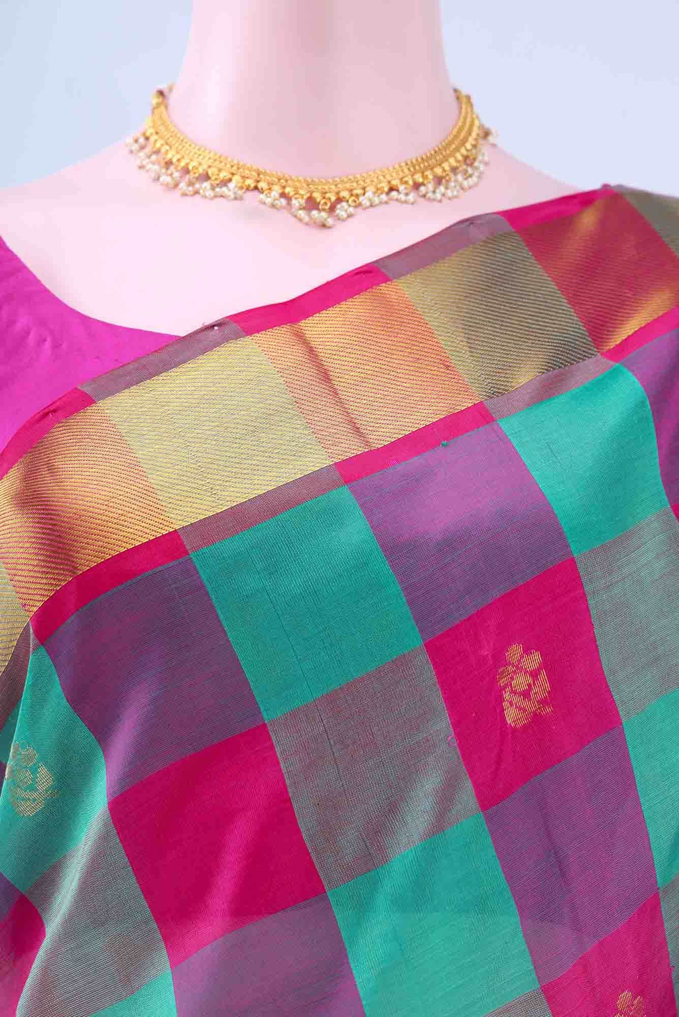 Sea Green Silk Cotton Saree