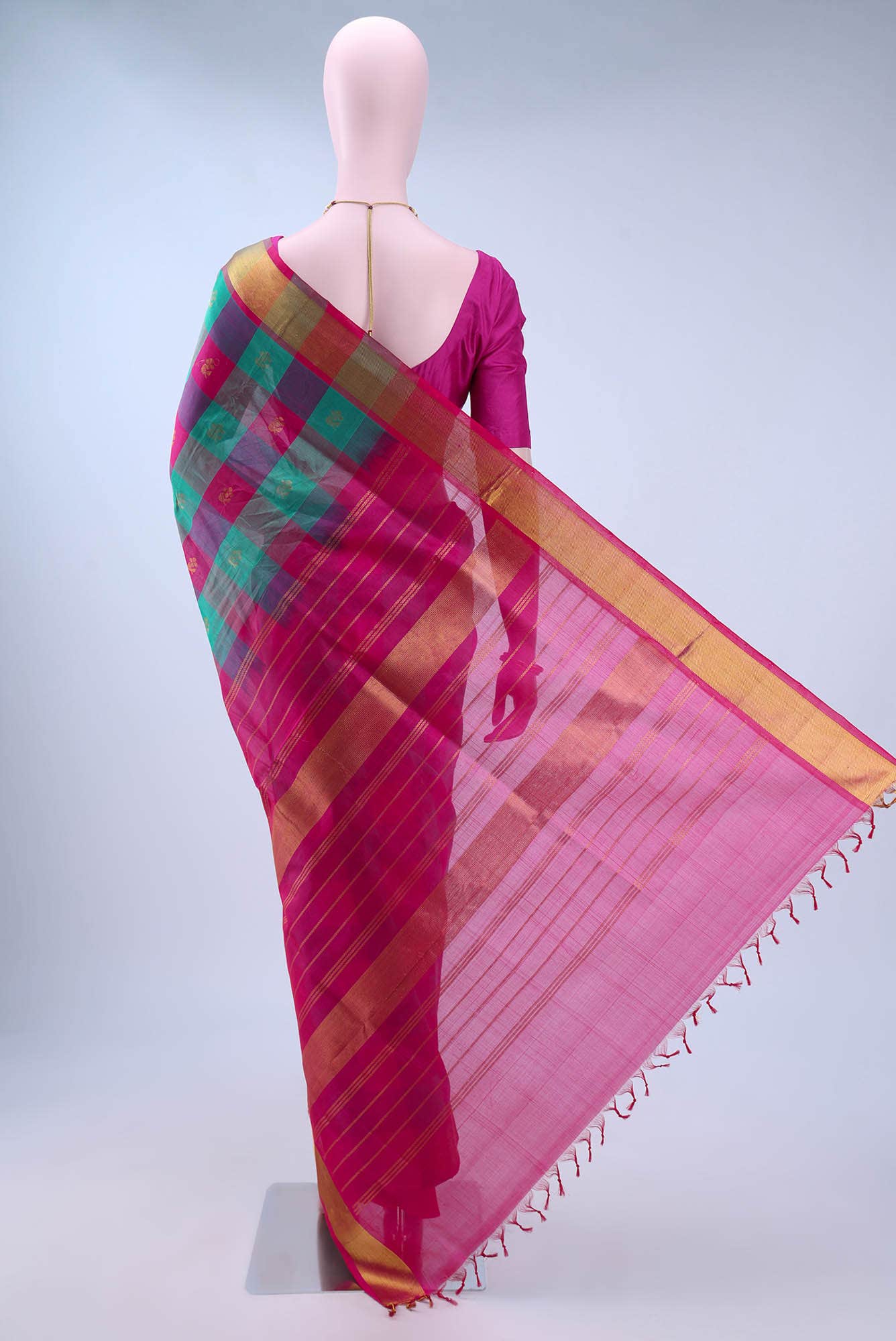 Sea Green Silk Cotton Saree