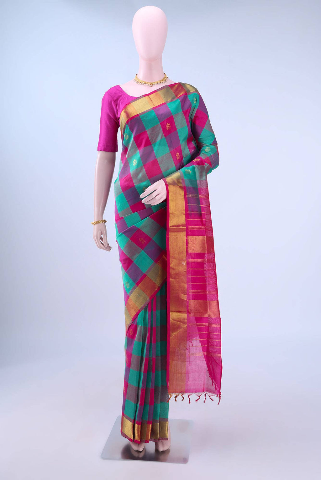 Sea Green Silk Cotton Saree