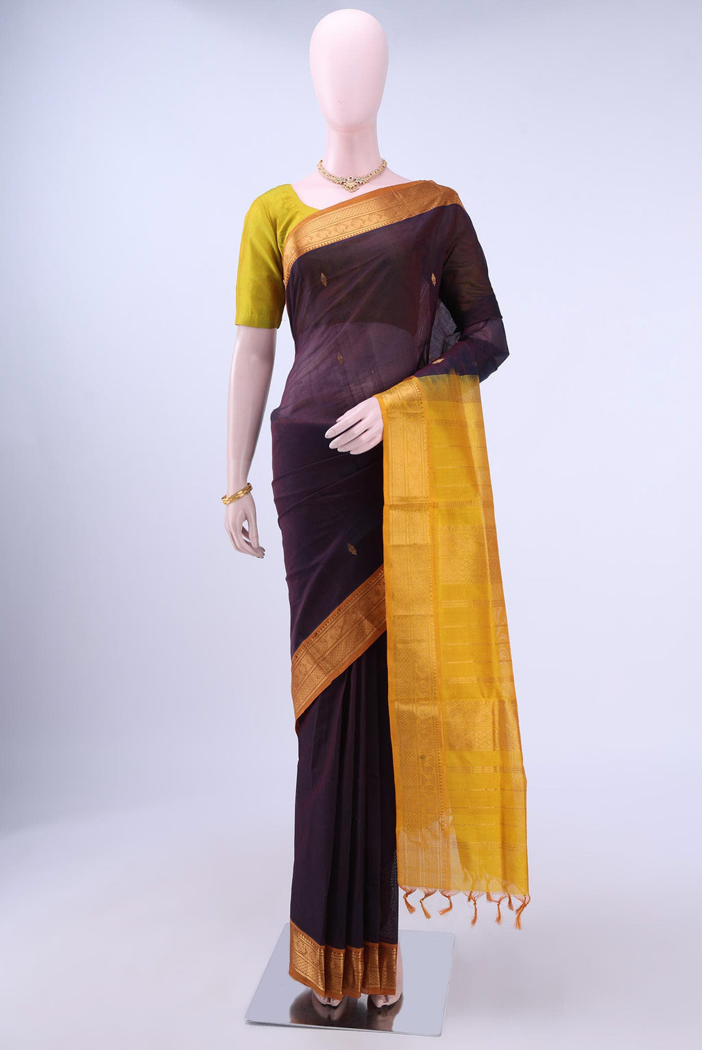 Coffee Brown Silk Cotton Saree