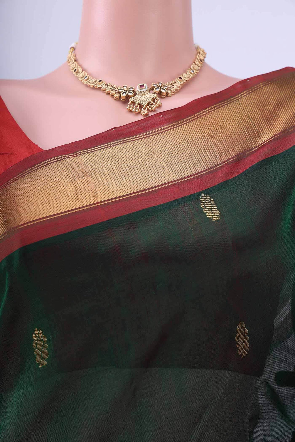 Bottle Green Coimbatore Silk Cotton Saree
