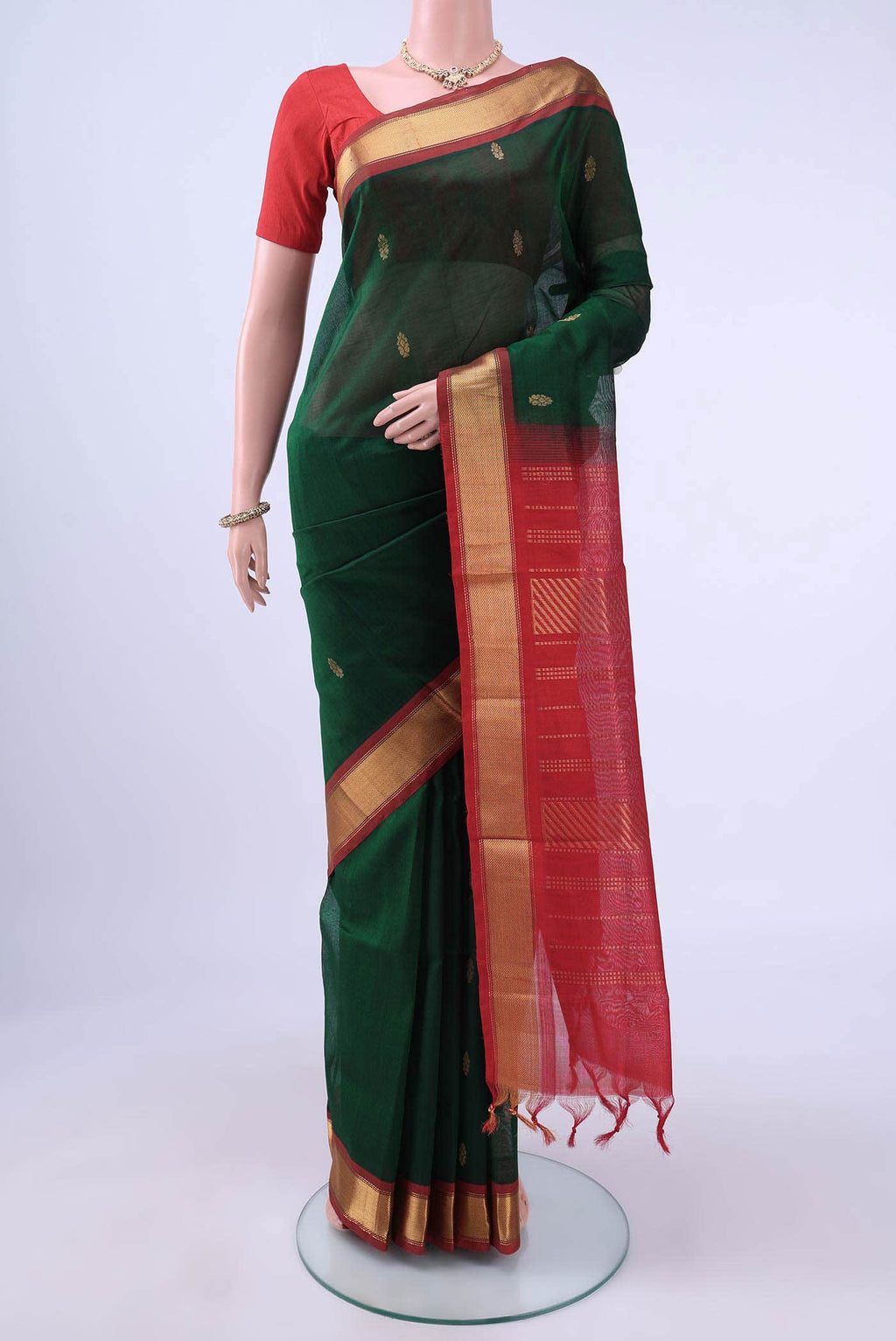 Bottle Green Coimbatore Silk Cotton Saree