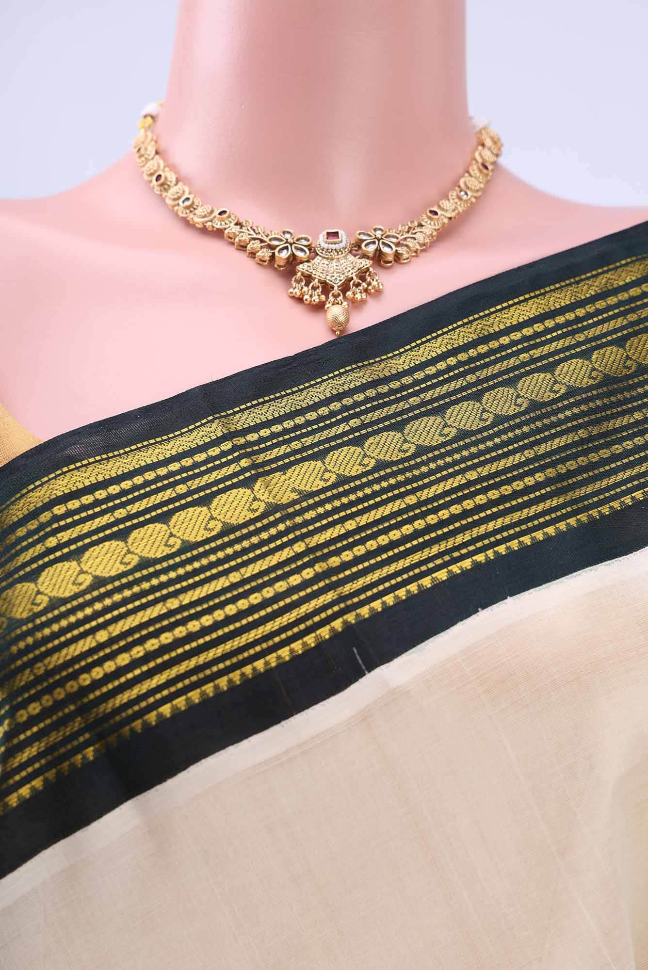 Off White Silk Cotton Saree