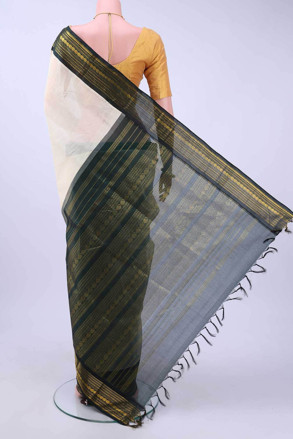 Off White Silk Cotton Saree