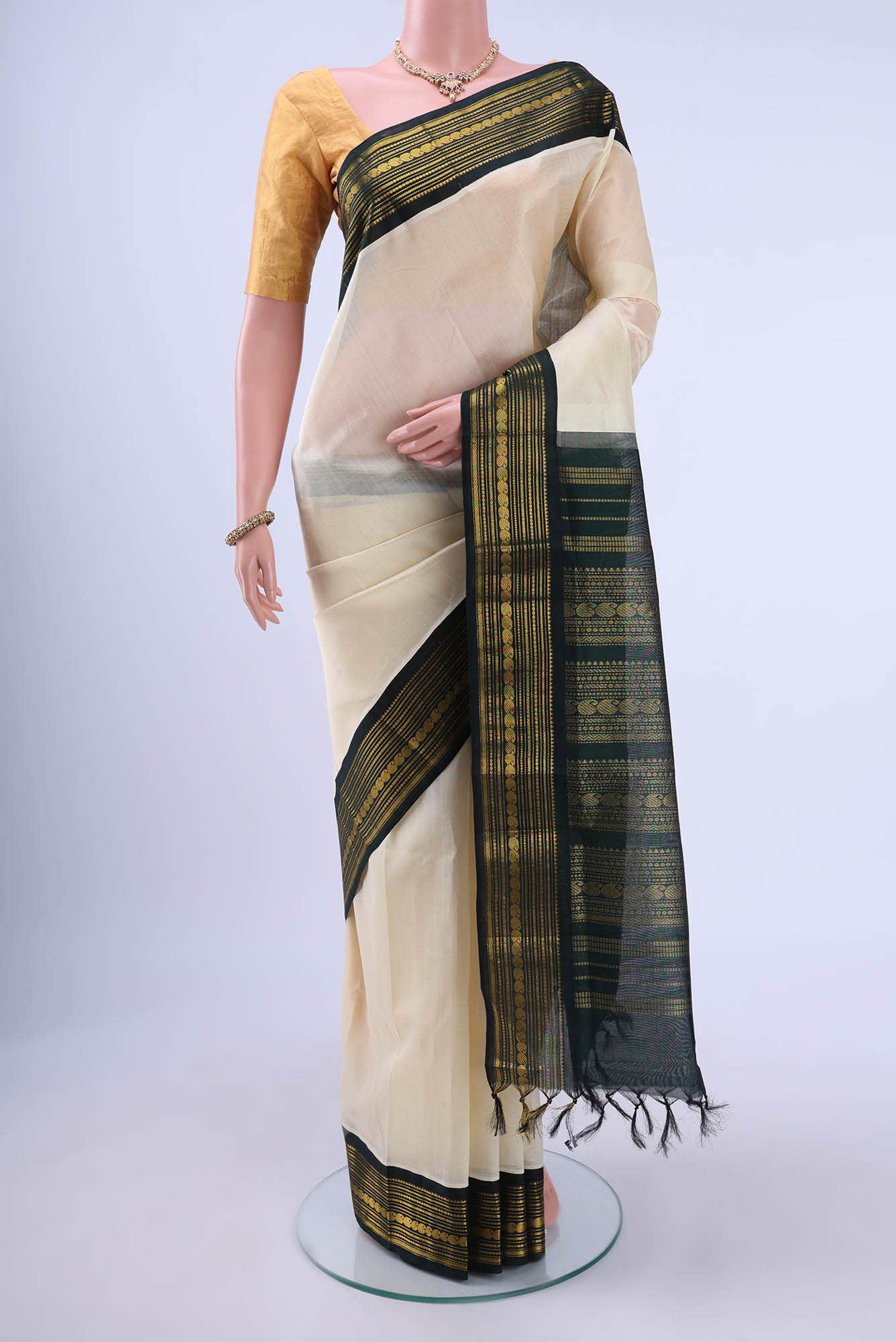 Off White Silk Cotton Saree