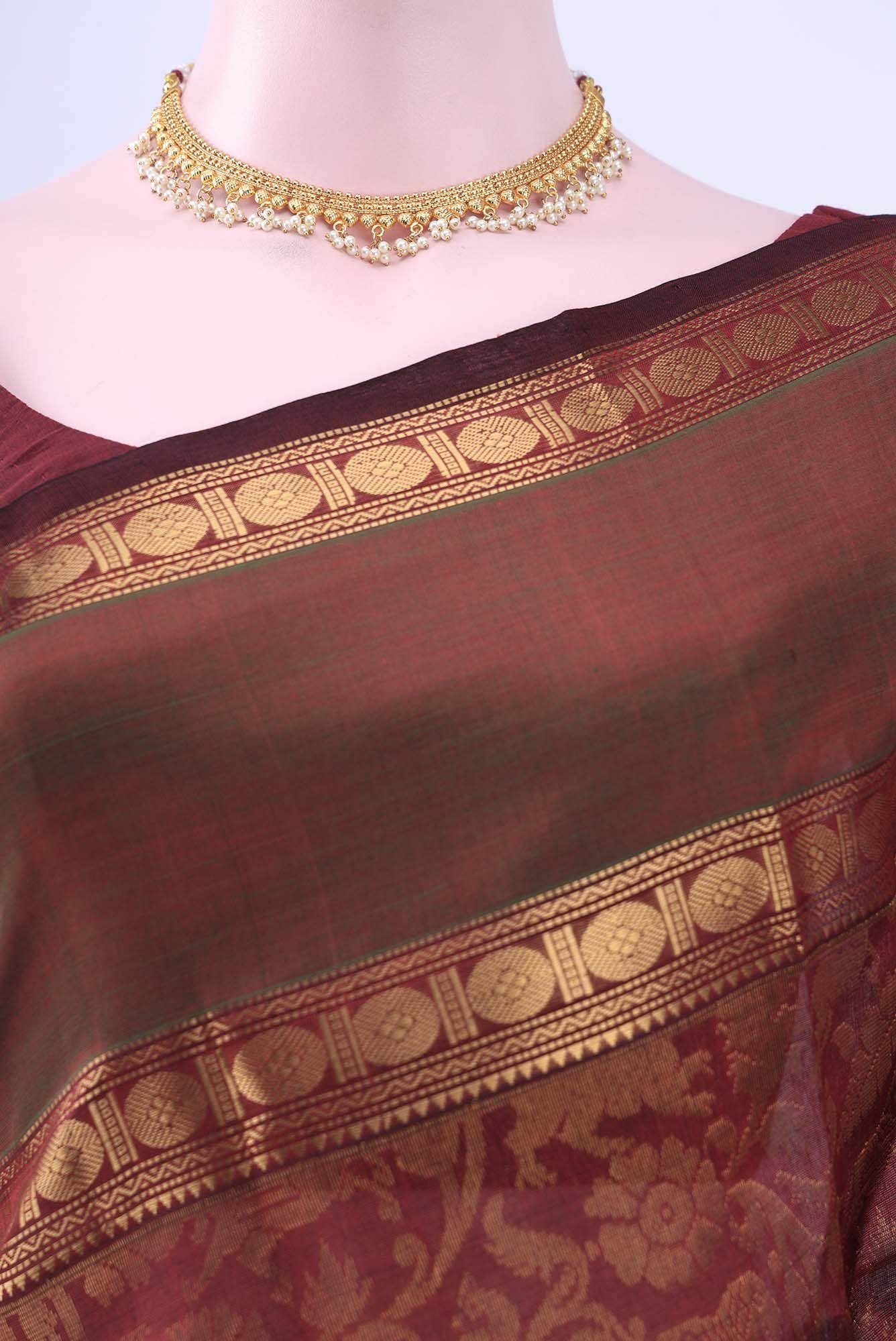 Maroon Coimbatore Silk Cotton Saree
