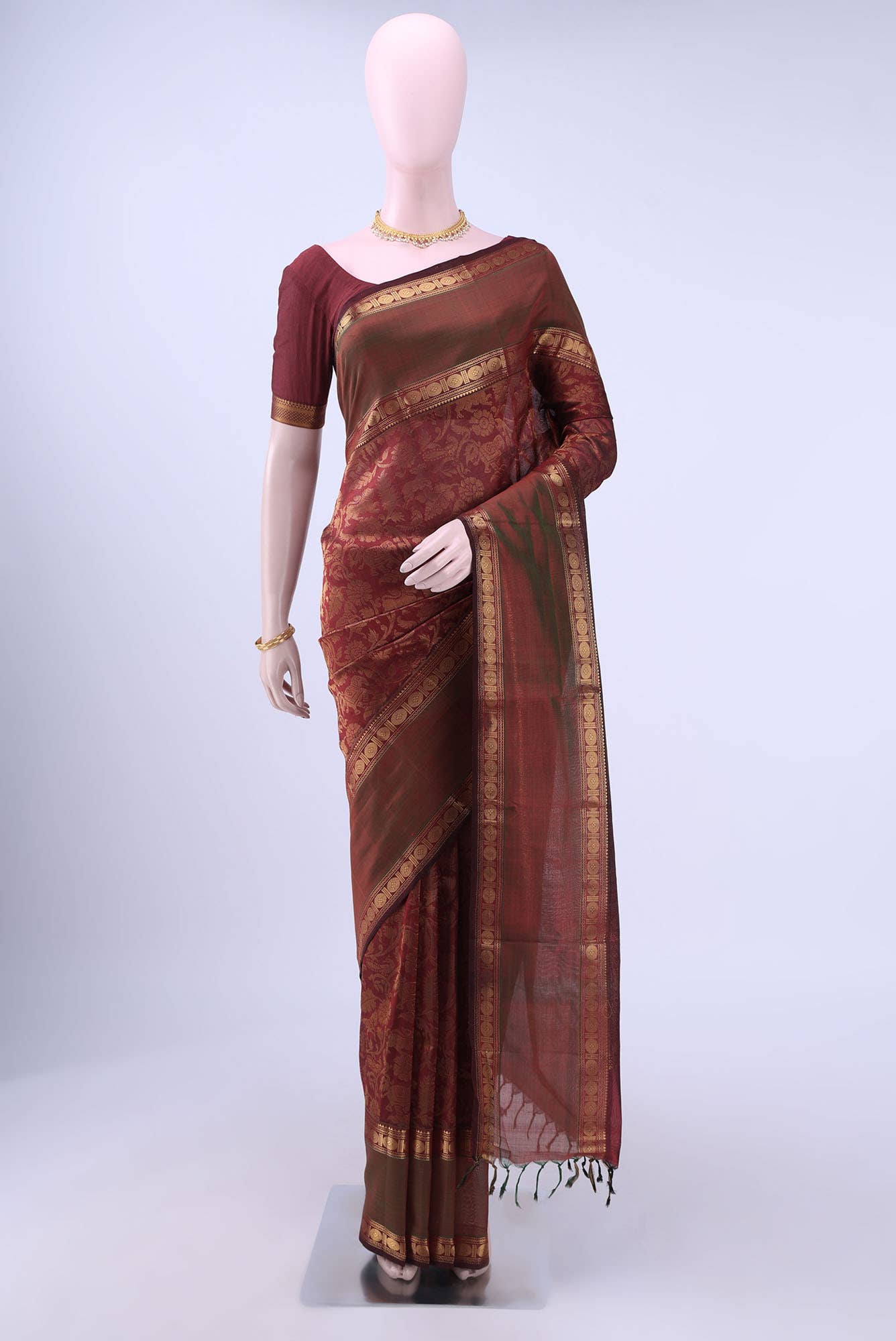 Maroon Coimbatore Silk Cotton Saree
