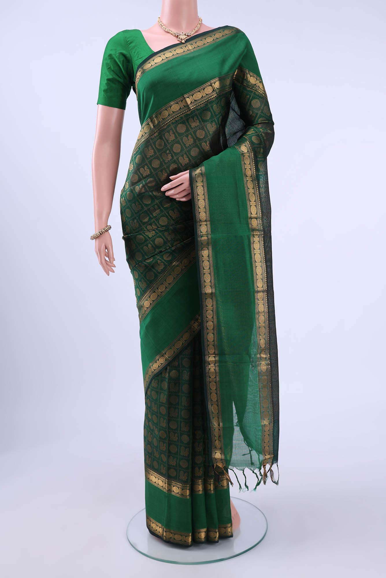 Bottle Green Coimbatore Silk Cotton Saree
