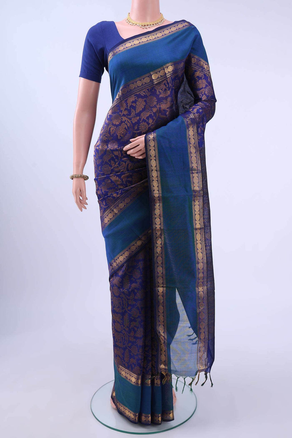 Dark Blue Silk Cotton Saree