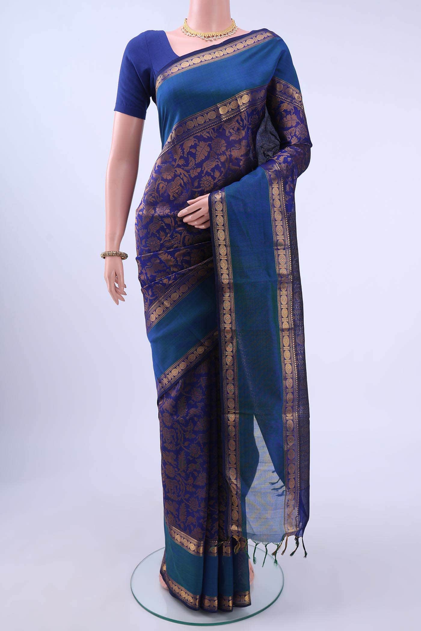 Dark Blue Silk Cotton Saree