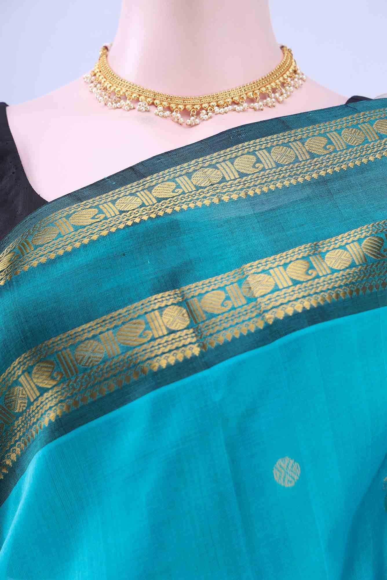 Sky Blue Silk Cotton Saree