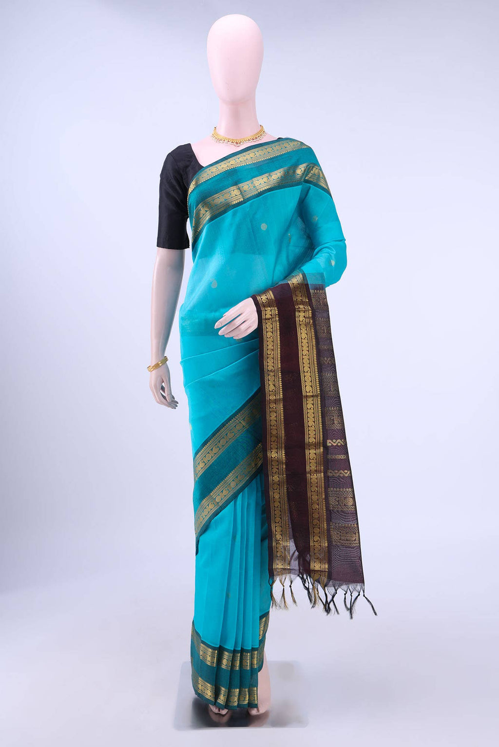 Sky Blue Silk Cotton Saree